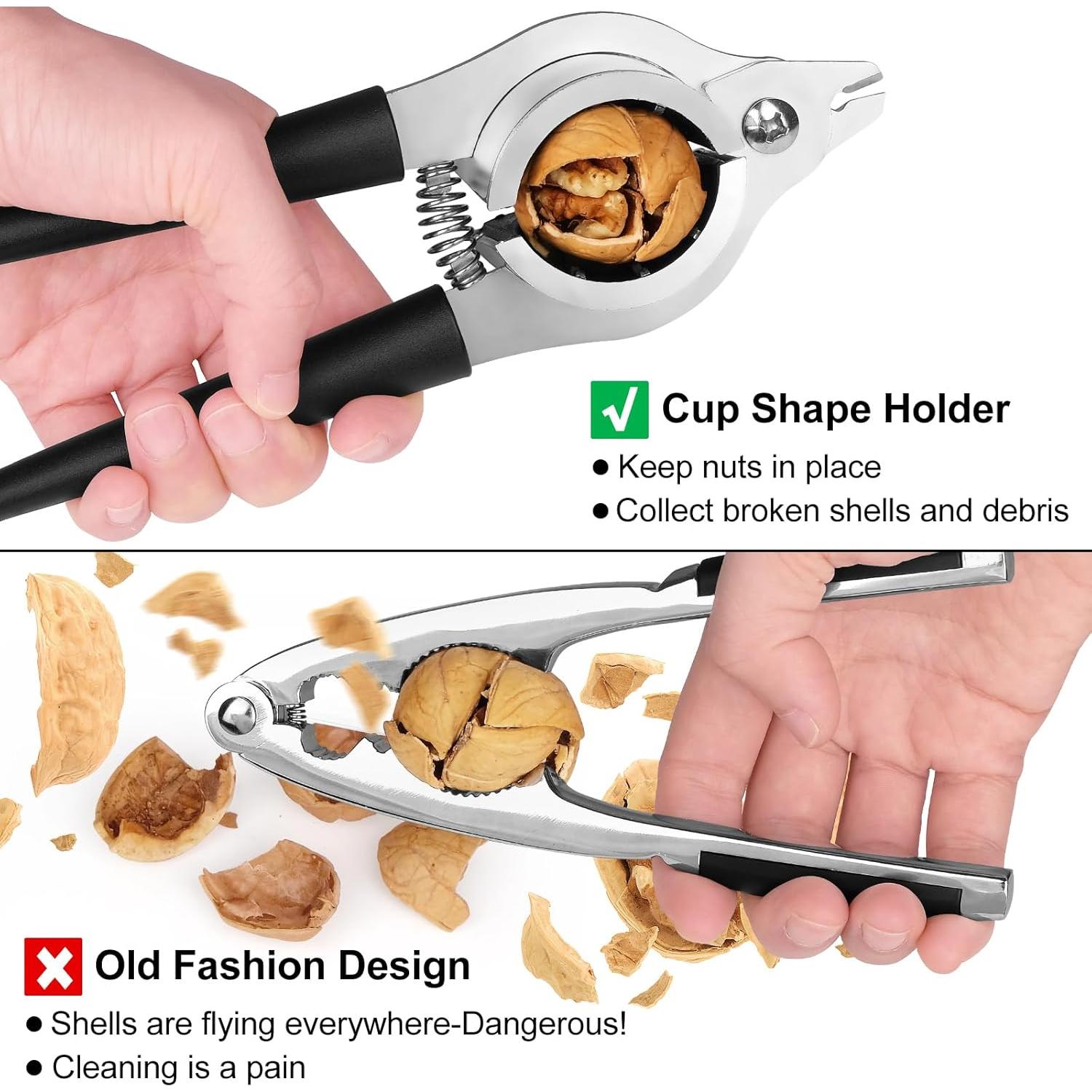 Cascanueces de Acero Inoxidable Sanchamy - Negro, 2 Picos Incluidos