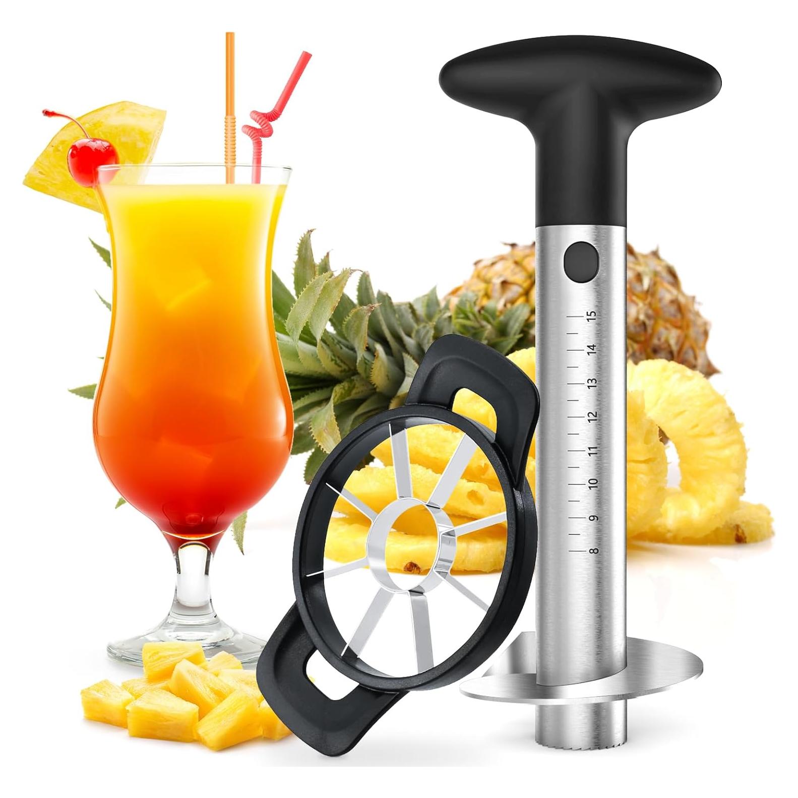 Cortador de Piña OOKUU de Acero Inoxidable, Pelador y Rebanador