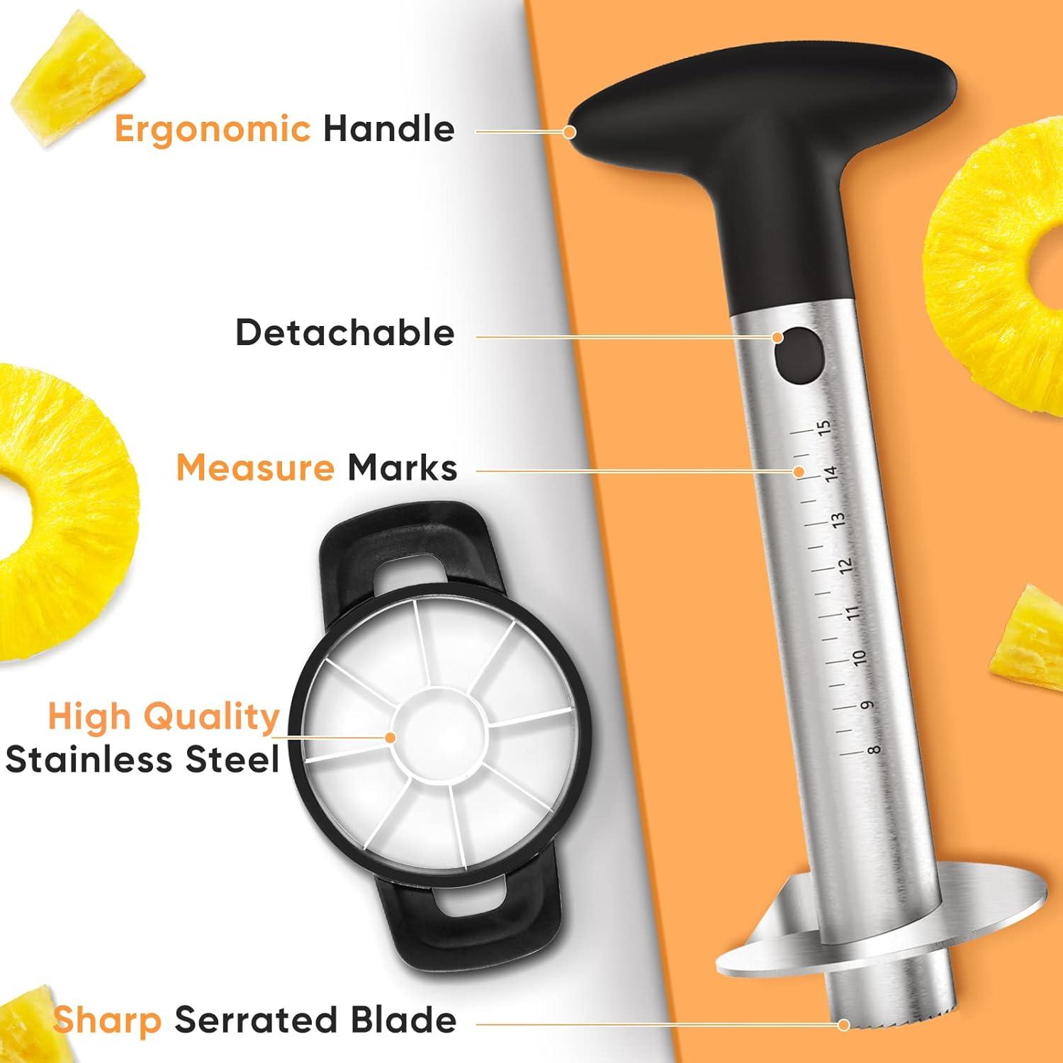 Cortador de Piña OOKUU de Acero Inoxidable, Pelador y Rebanador