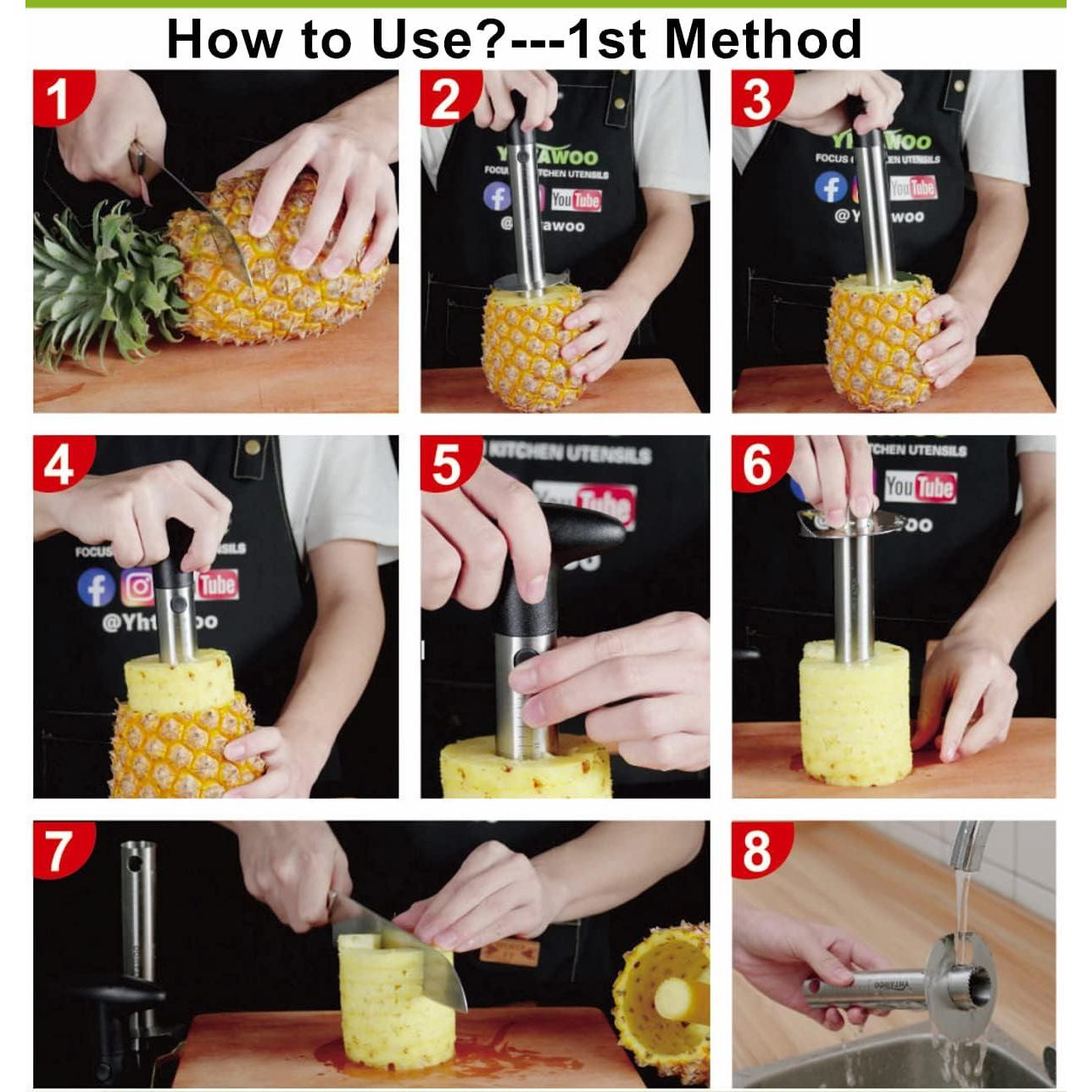 Cortador y Descorazonador de Piña Yhtawoo Acero Inoxidable