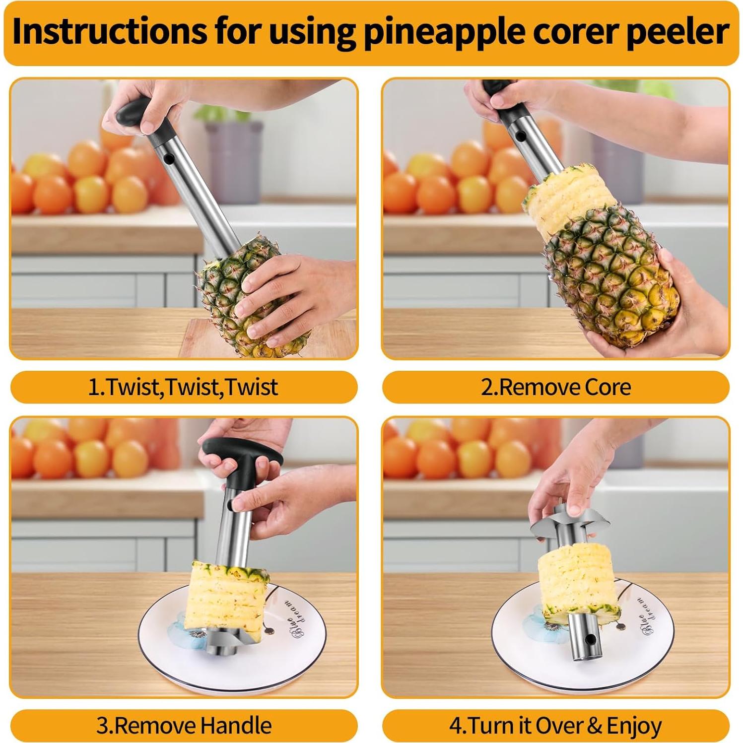 Cortador y Descorazonador de Piña OERPHO Acero Inoxidable 24 cm
