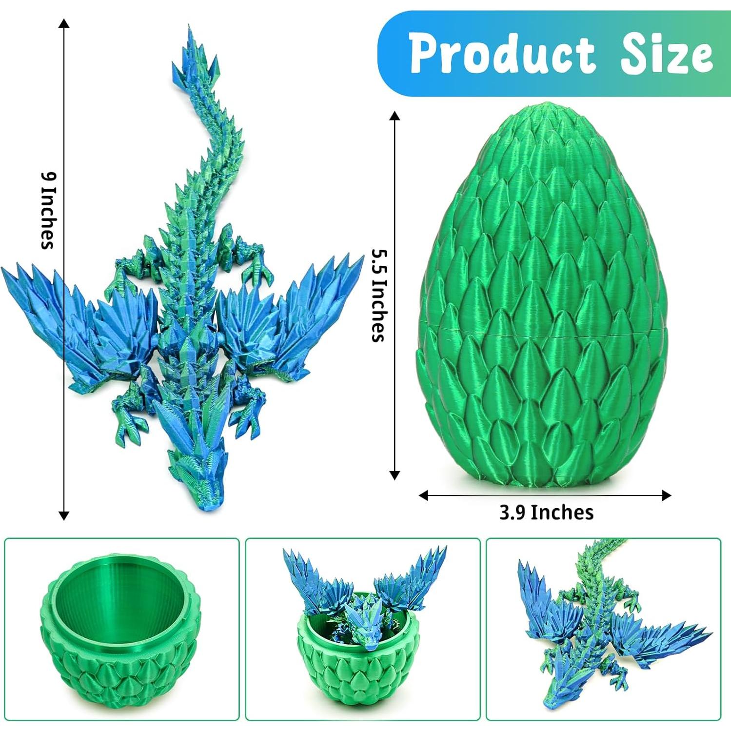 Huevo de Dragón Articulado Verde Bosque - Juguete Creativo