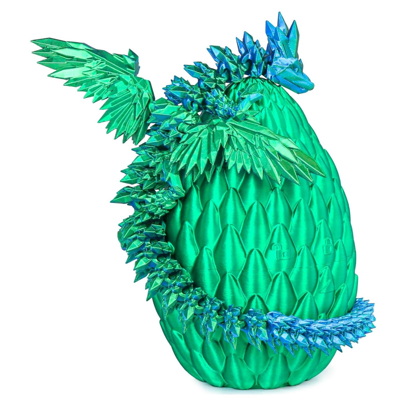 Huevo de Dragón Impreso 3D Grande Verde Bosque con Dragón