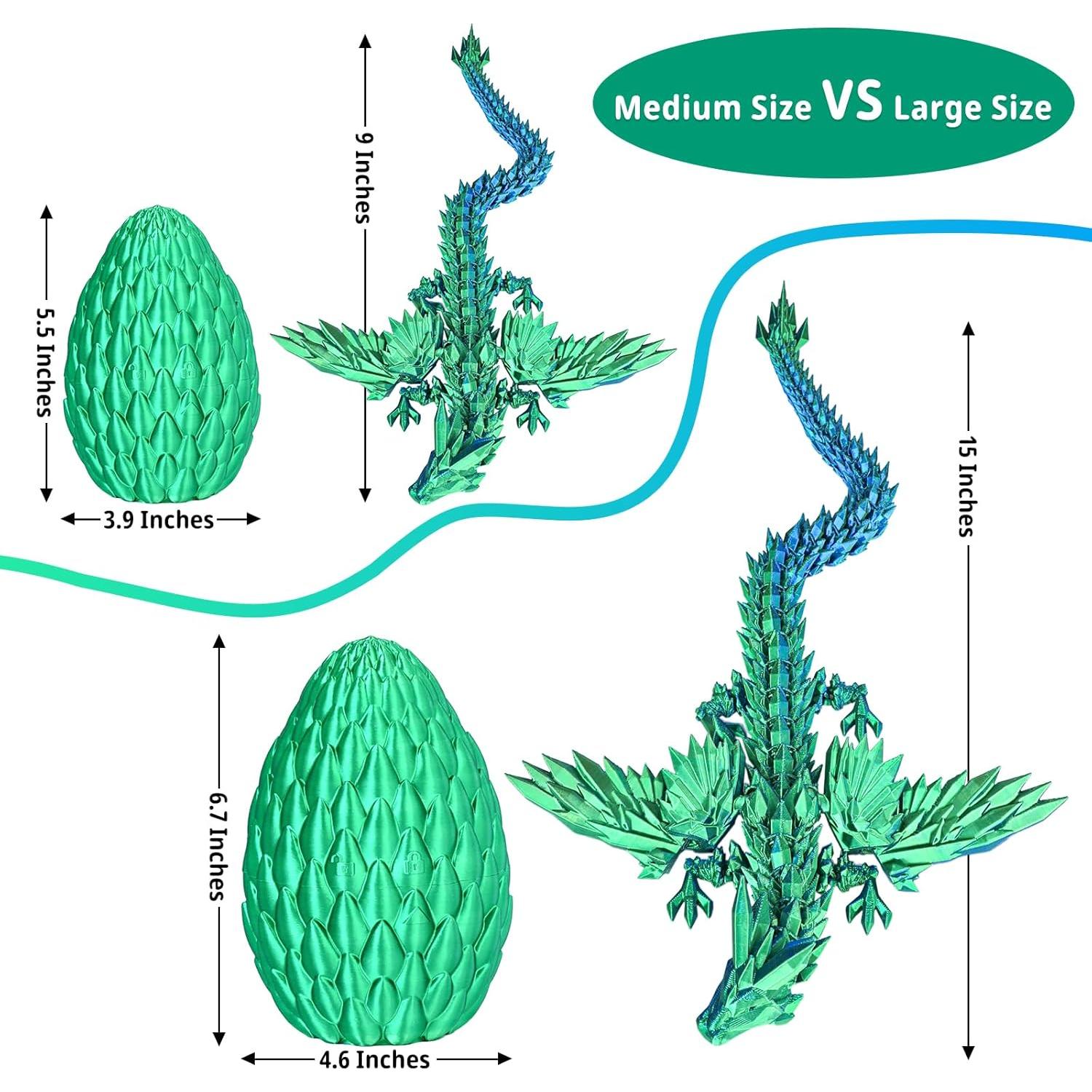 Huevo de Dragón Impreso 3D Grande Verde Bosque con Dragón