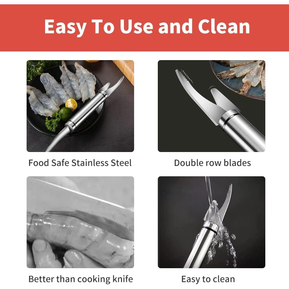 Juego de 2 herramientas de desvenado de camarones acero inoxidable