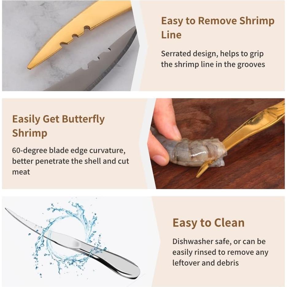 Desvenador de Camarones Adorambling de Acero Inoxidable 16.5 cm