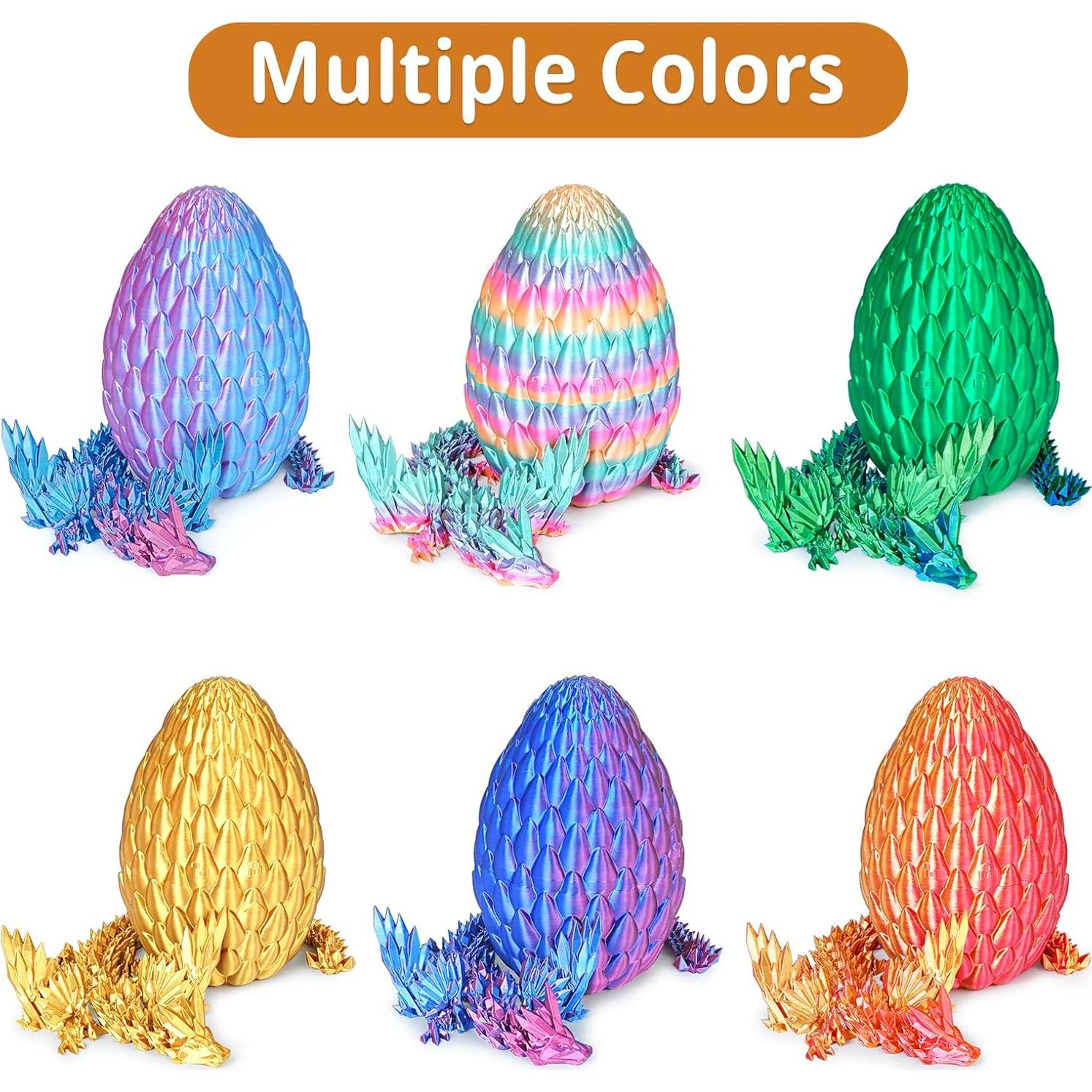 Huevo de Dragón Gradiente Dorado 3D con Dragón Articulado