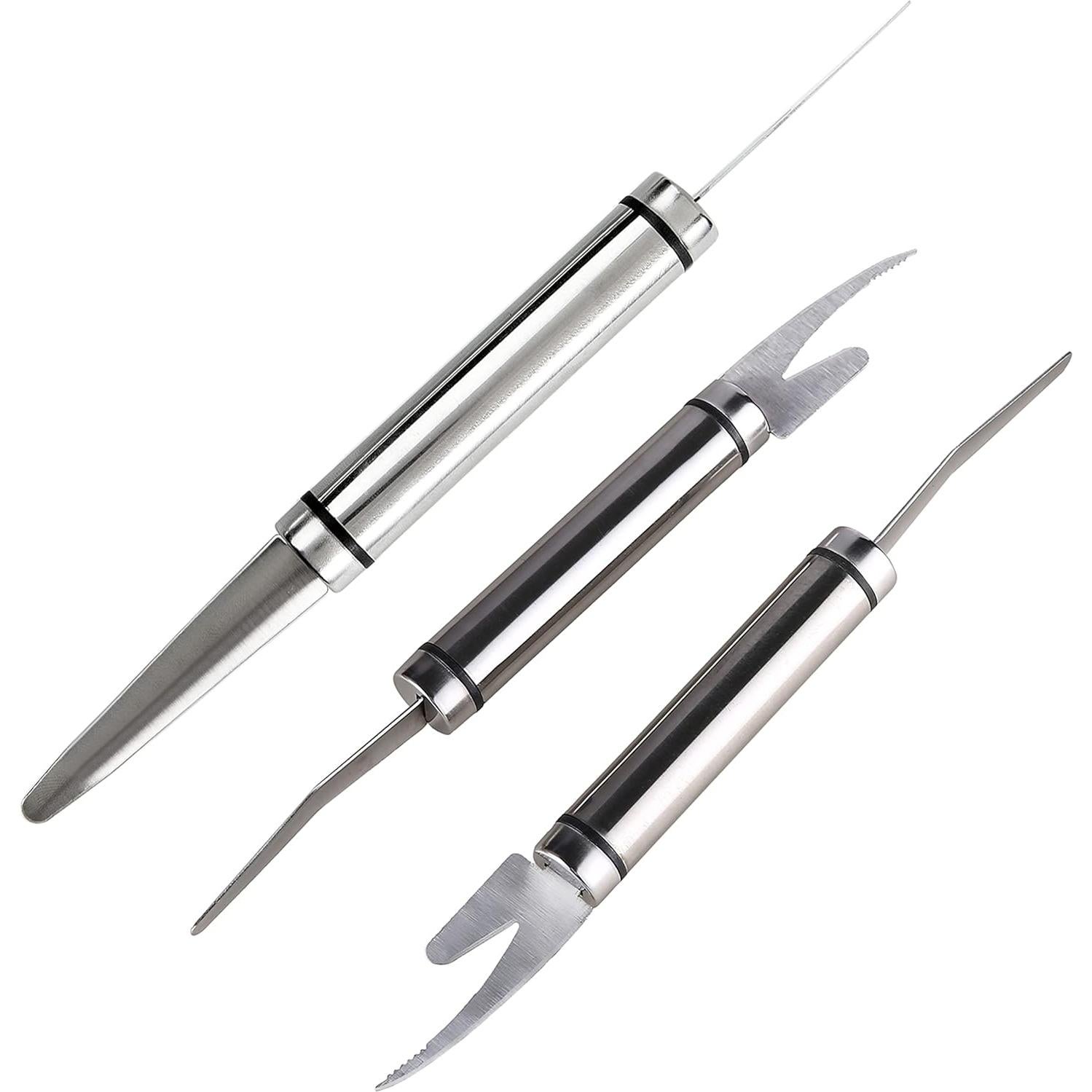 Cuchillo Multifuncional 5 en 1 para Camarones y Pescado - Acero