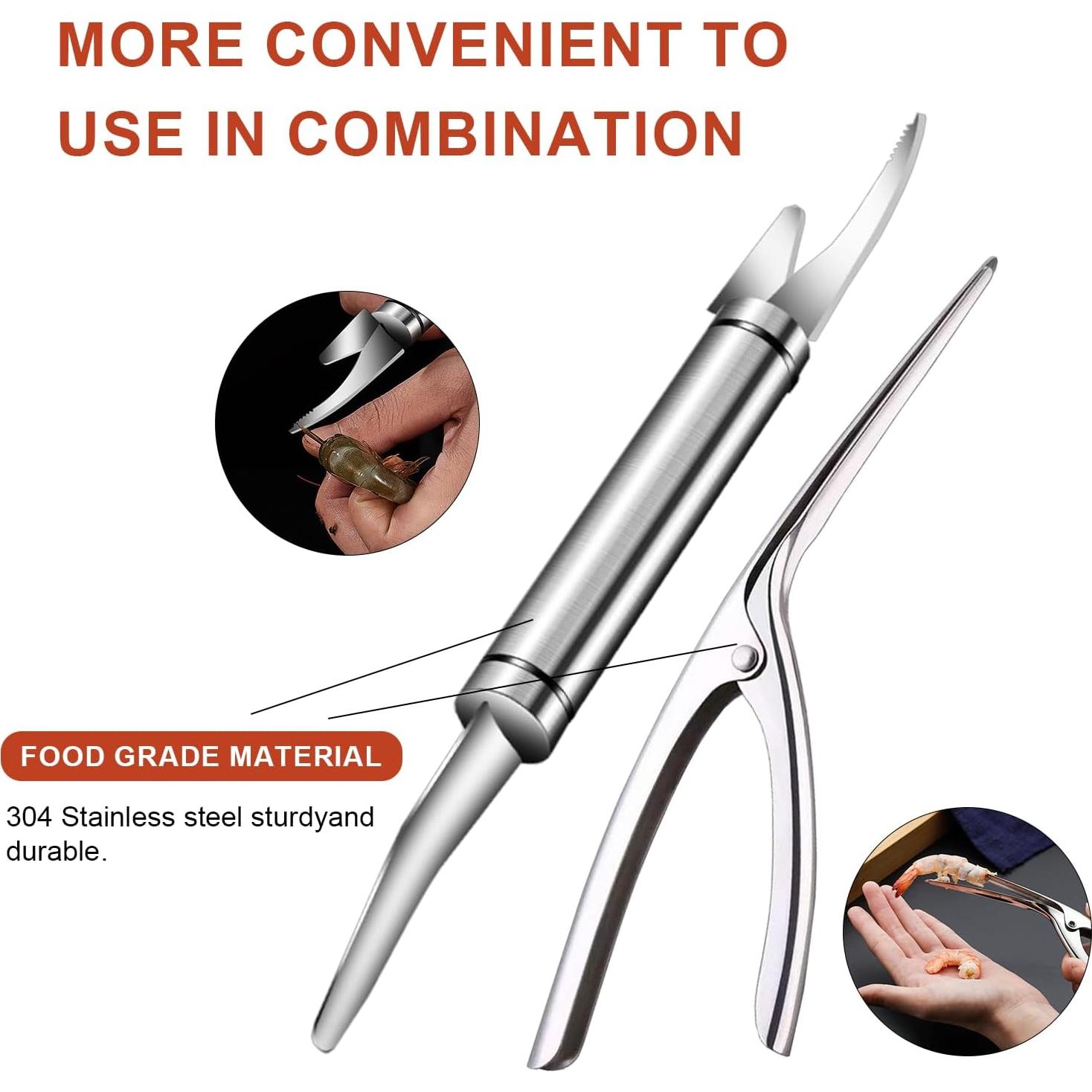 Juego de 4 Herramientas de Acero Inoxidable EQUNROY para Camarones