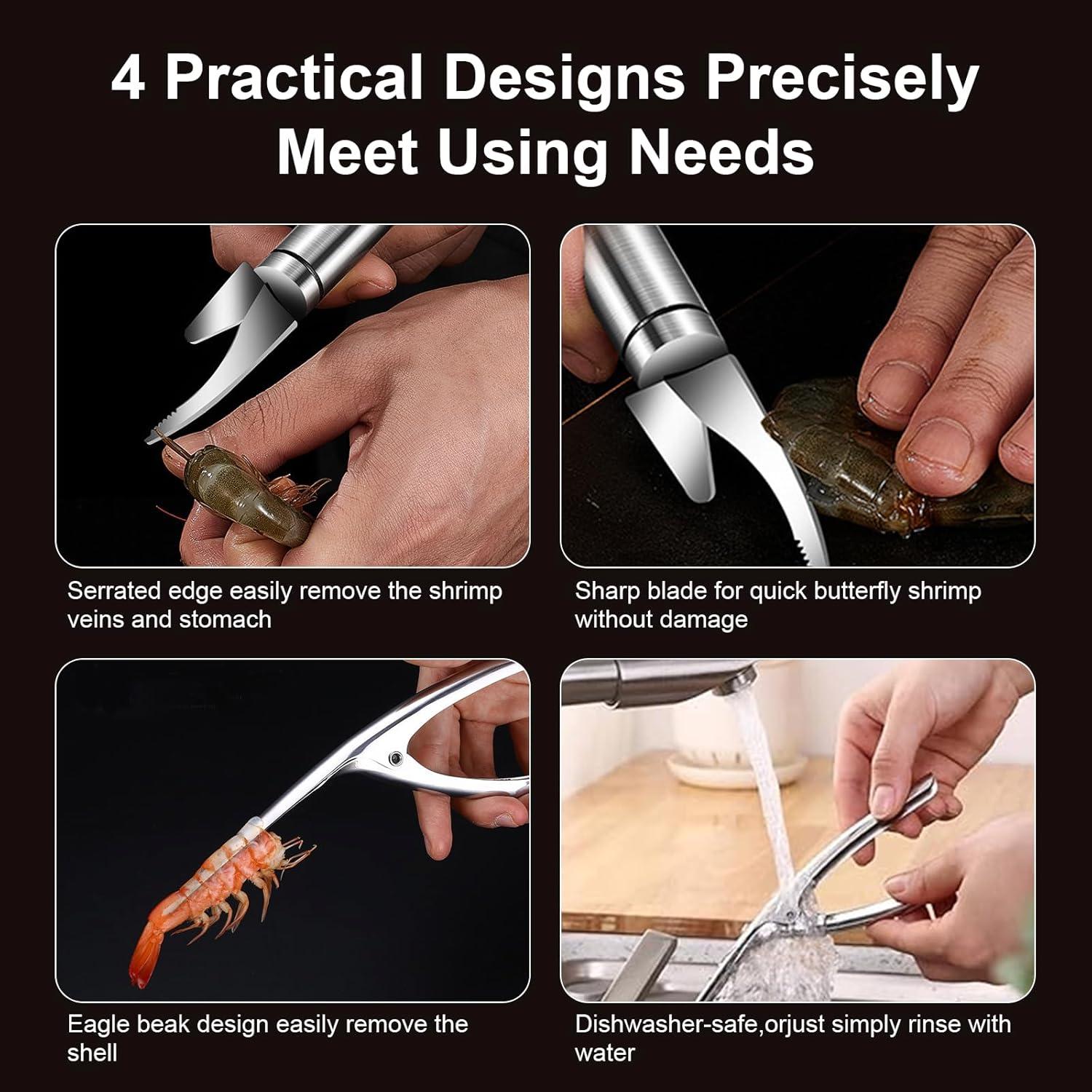Juego de 4 Herramientas de Acero Inoxidable EQUNROY para Camarones