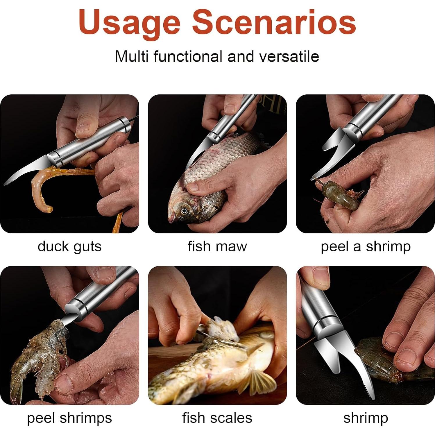 Juego de 4 Herramientas de Acero Inoxidable EQUNROY para Camarones