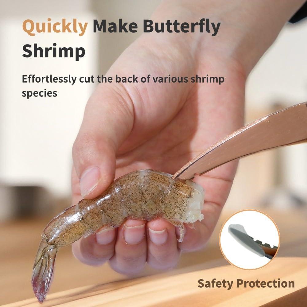 Desvenador de Camarones Acero Inoxidable Oro Rosa 16.5 cm