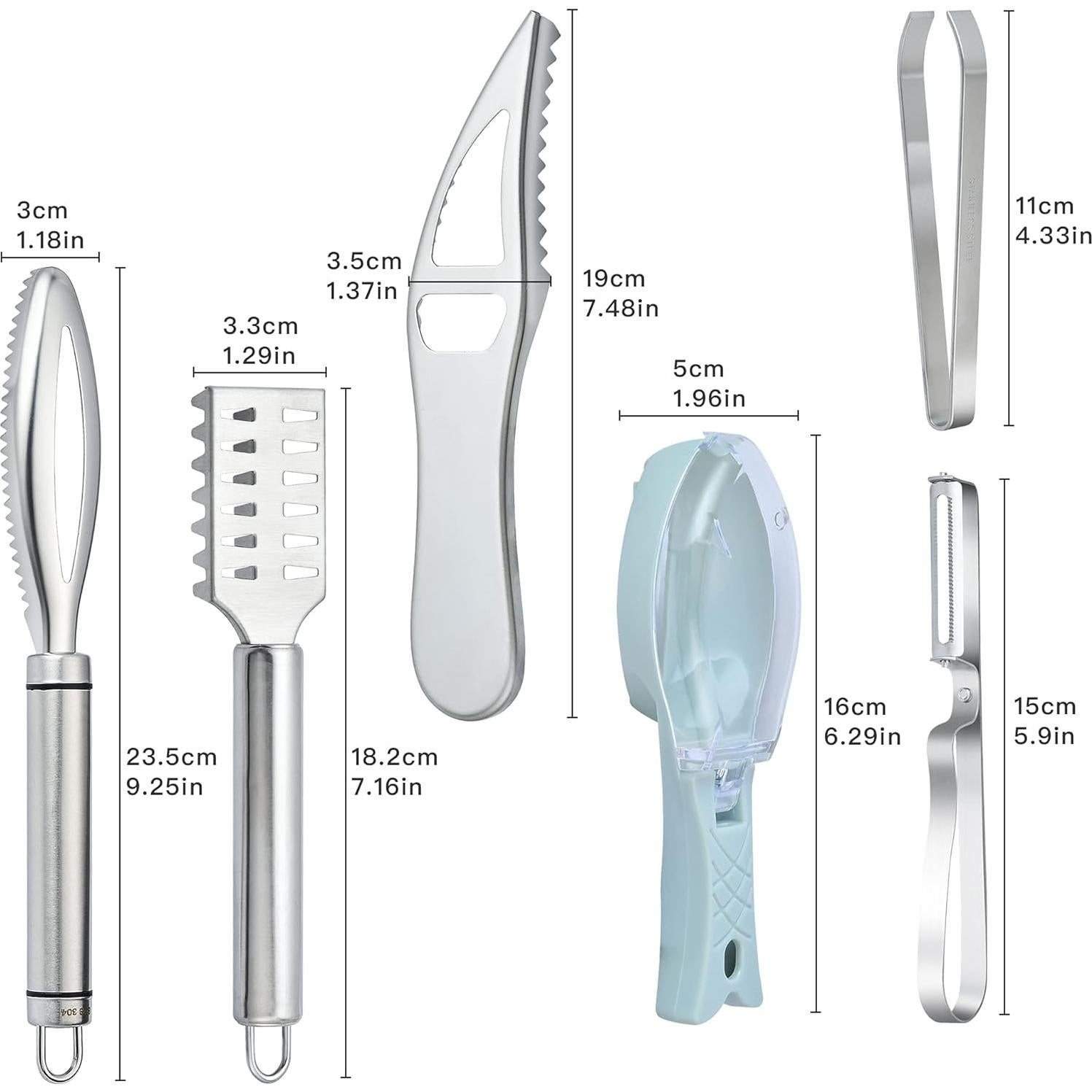 Juego de 7 Piezas Removedor de Escamas Worldity Acero Inoxidable