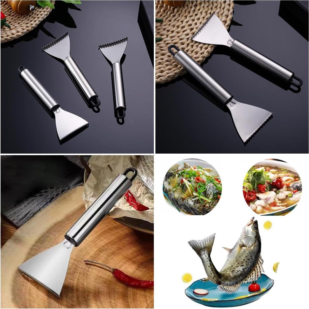 Paquete de 4 Raspadores de Escamas de Pescado TorSor Acero Inoxidable