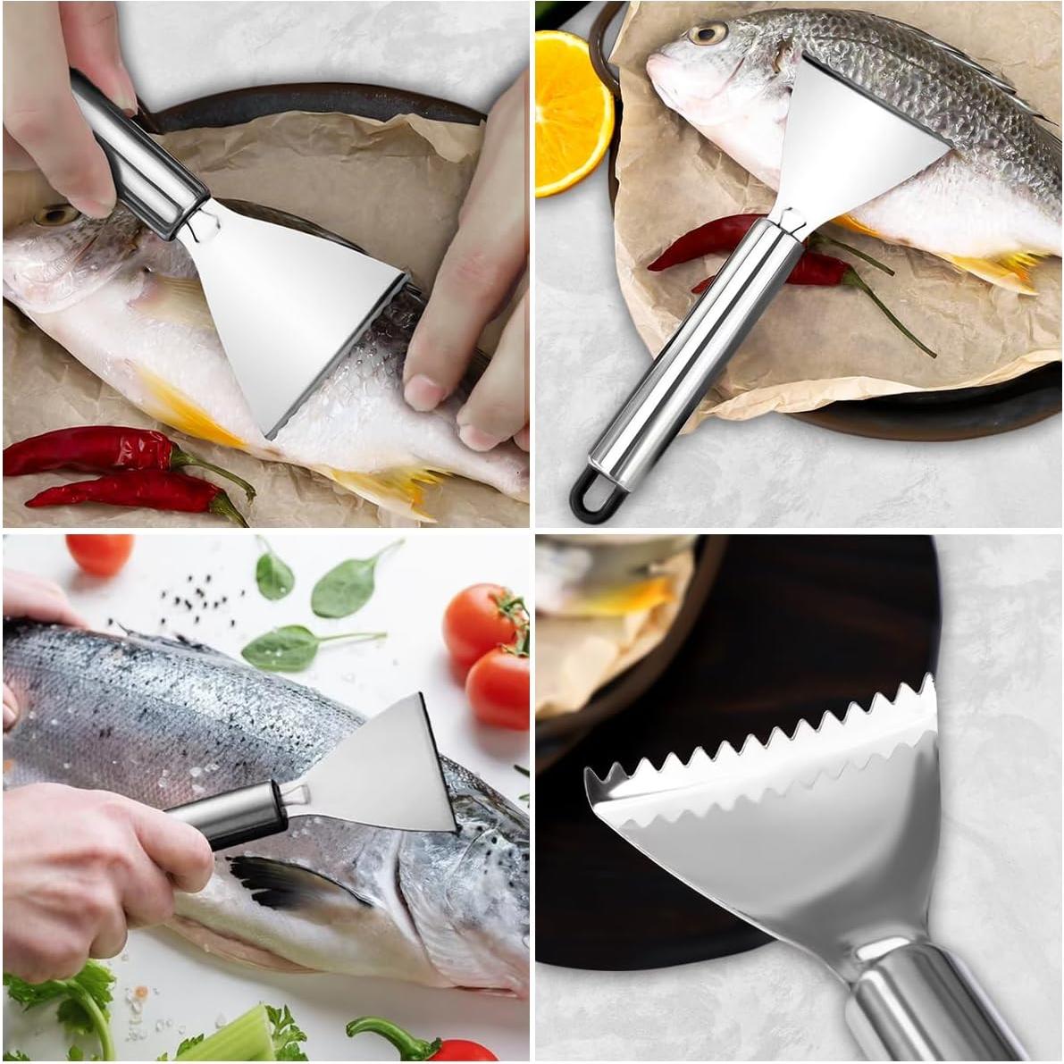 Paquete de 4 Raspadores de Escamas de Pescado TorSor Acero Inoxidable
