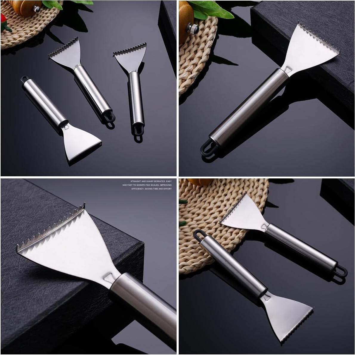 Paquete de 4 Raspadores de Escamas de Pescado TorSor Acero Inoxidable