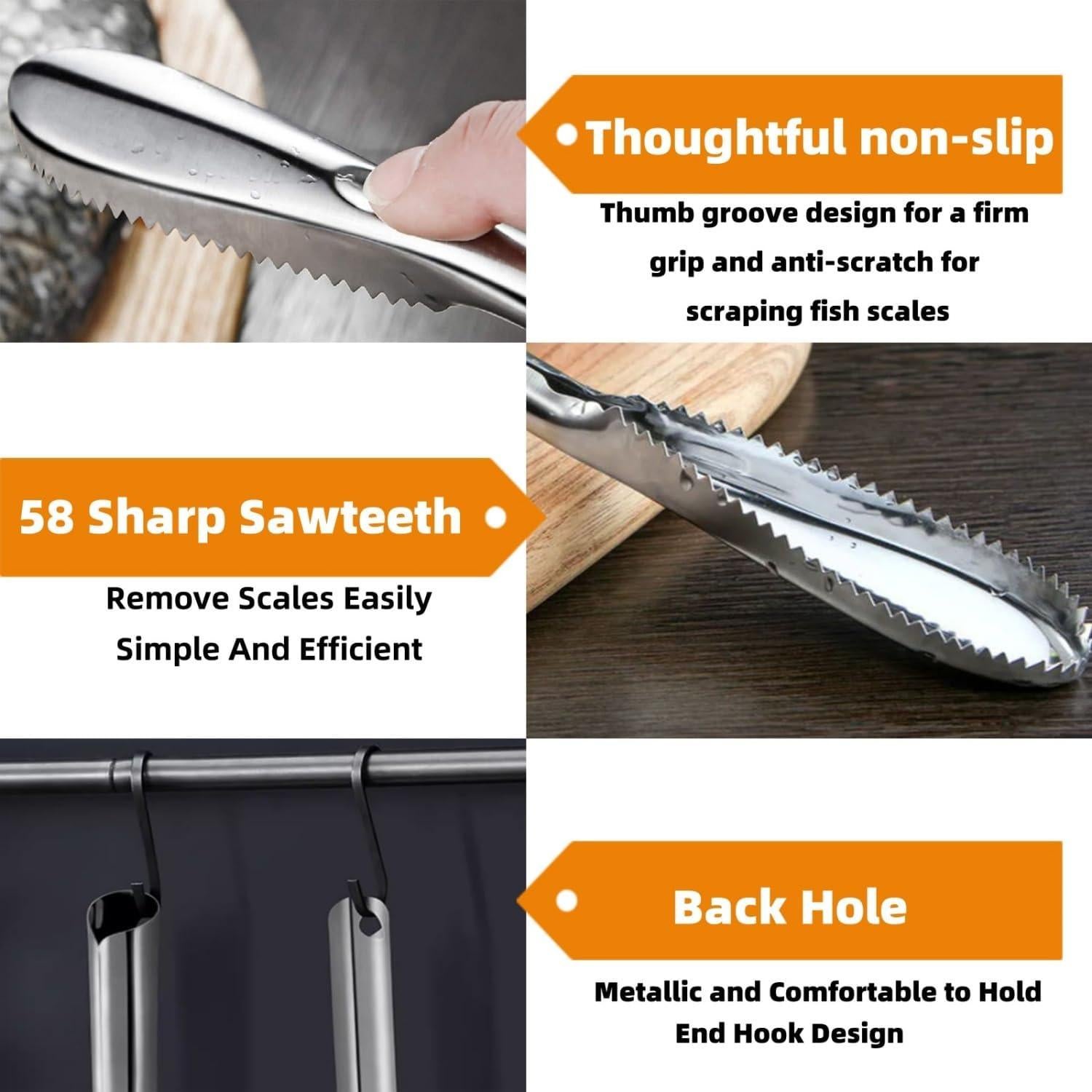 Removedor de Escamas de Pescado Vziokk 22.86 cm Acero Inoxidable