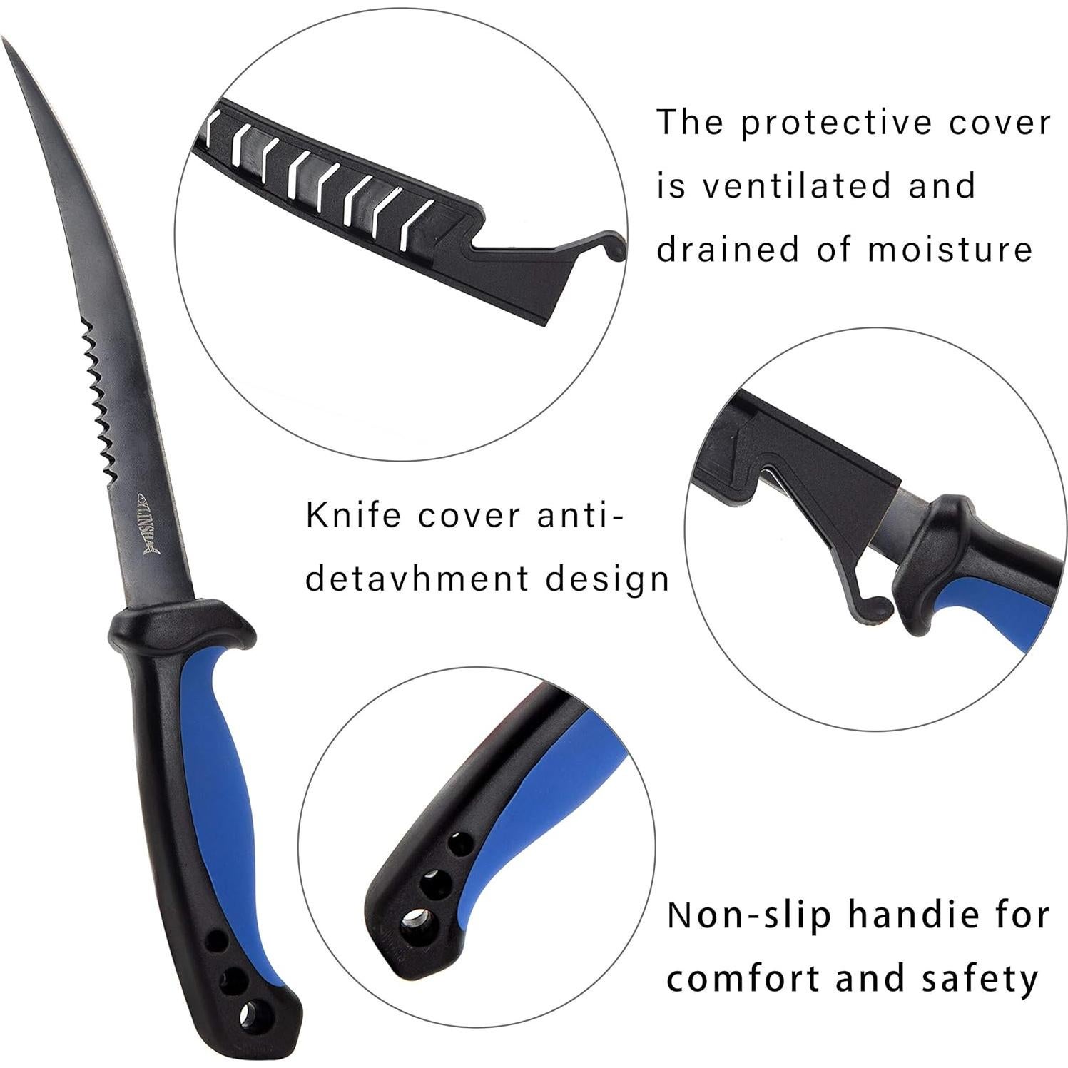 Kit de Cuchillos de Pesca YLINSHA 7 Piezas con Guantes y Cepillo