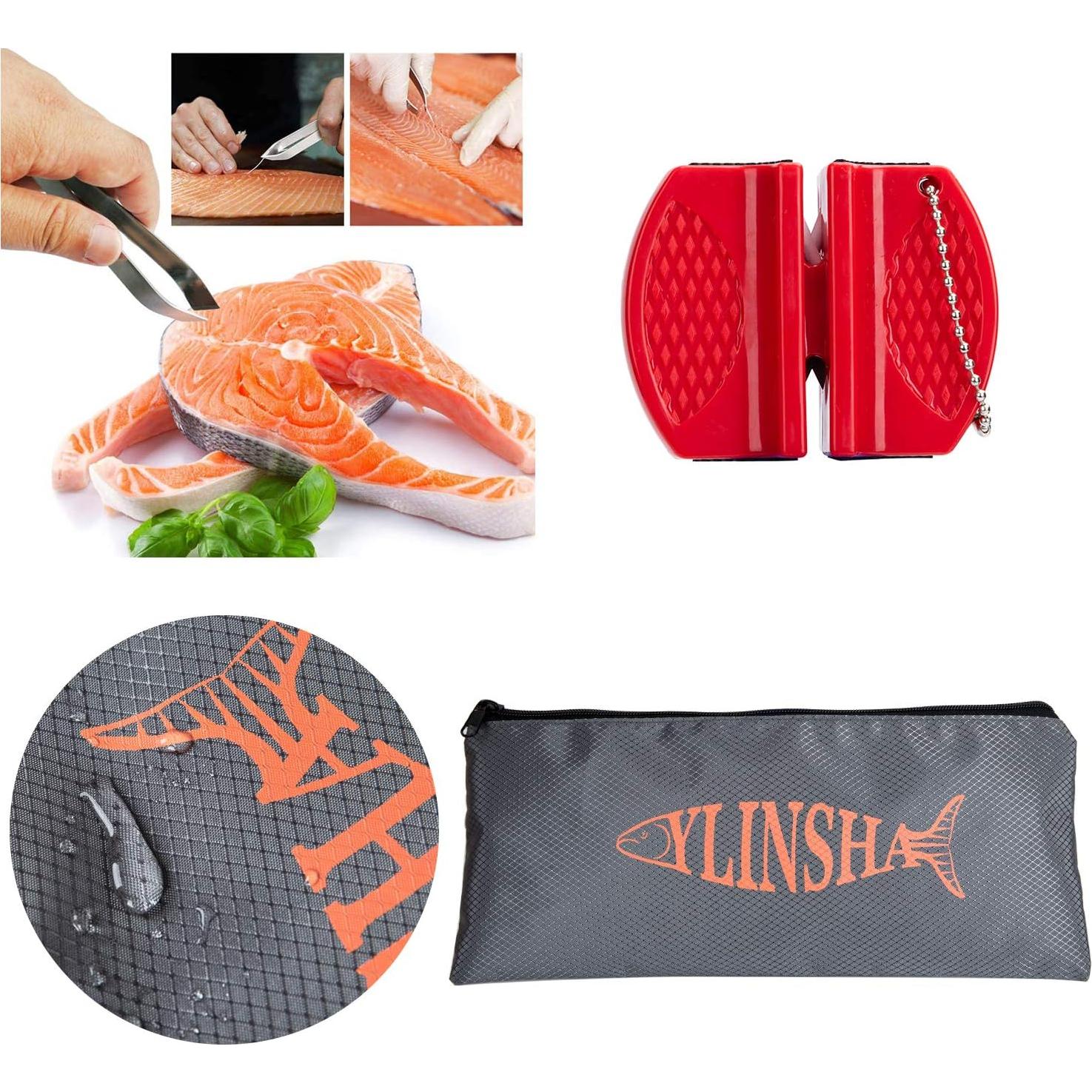 Kit de Cuchillos de Pesca YLINSHA 7 Piezas con Guantes y Cepillo