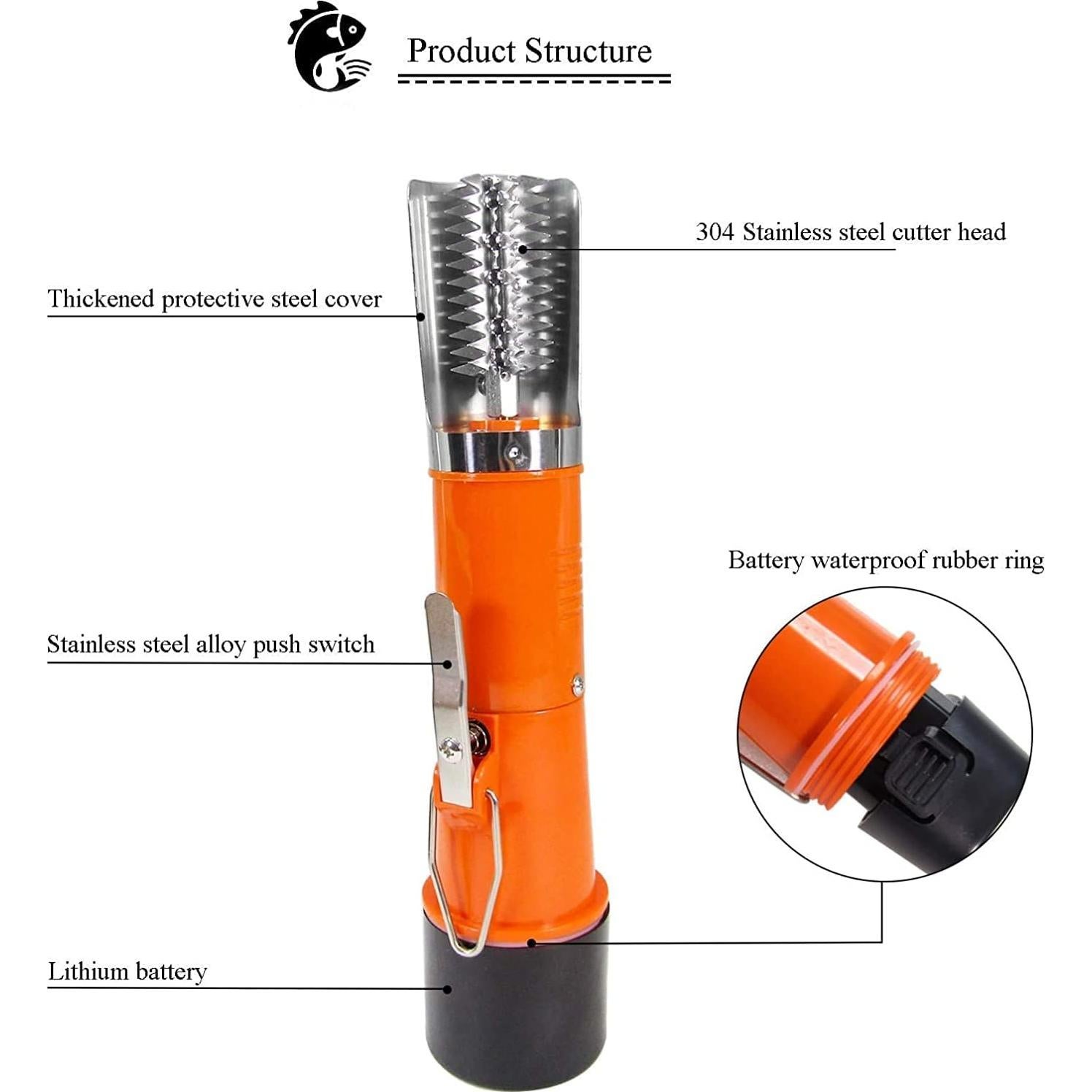 Rascador de Pescado Eléctrico MXBAOHENG con 2 Baterías 2200mAh