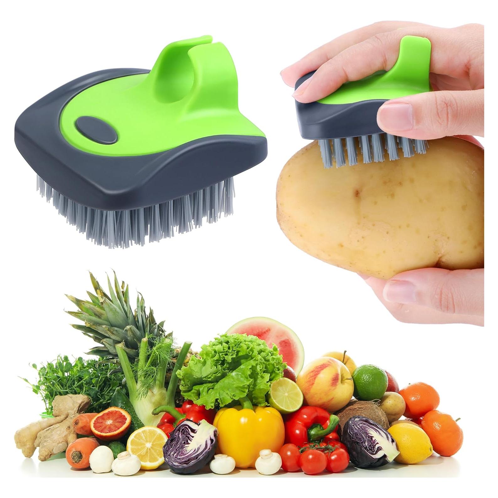 Cepillo de Verduras Aodaer Verde de Silicona y Nylon 6x6 cm