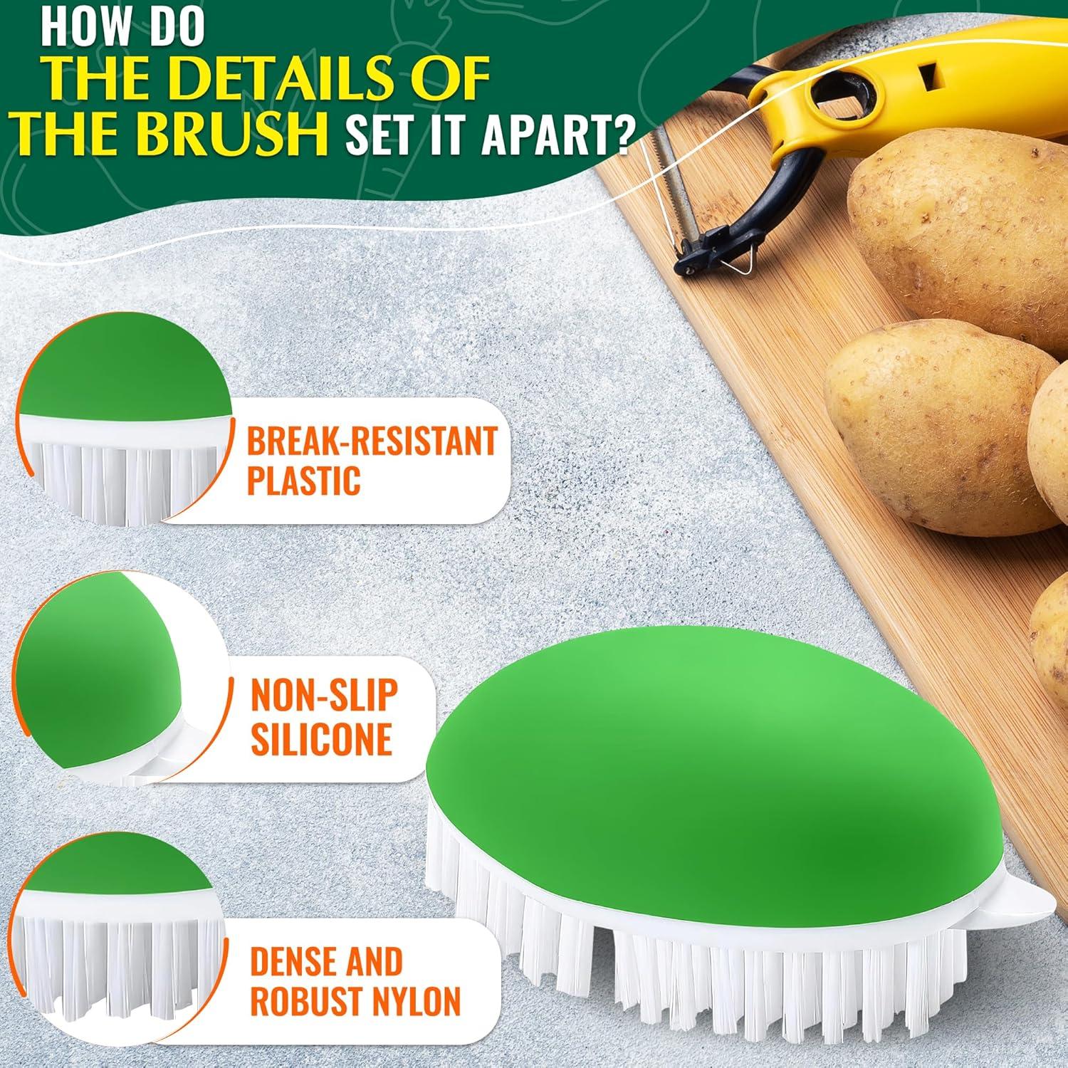 2 Pcs Cepillos de Fregar Vegetales ALPENKOK Ergonómicos