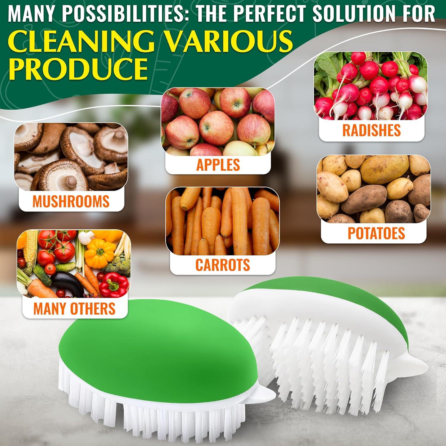 2 Pcs Cepillos de Fregar Vegetales ALPENKOK Ergonómicos