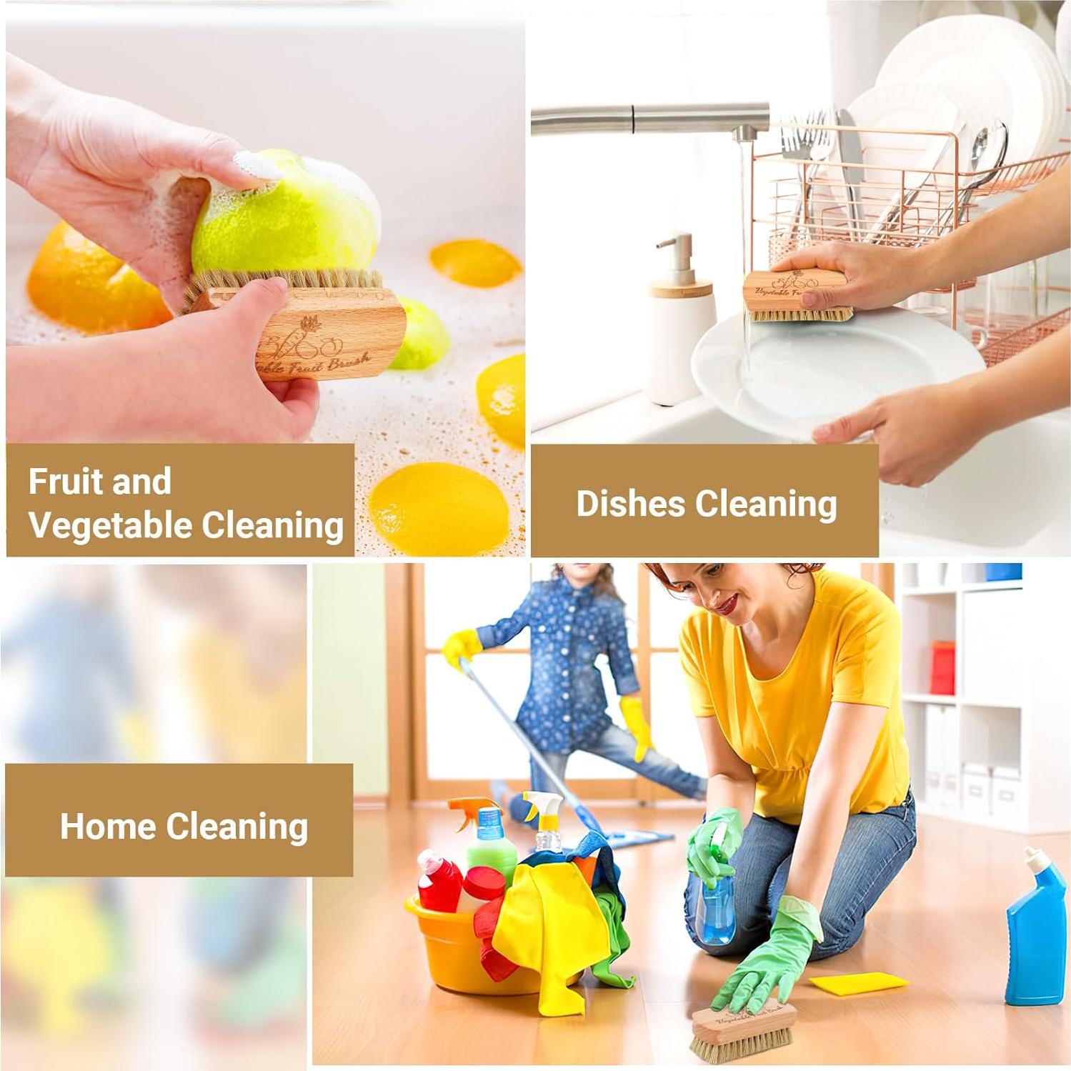 Cepillo de Verduras SEPGLITTER de Madera, Limpieza Eficaz