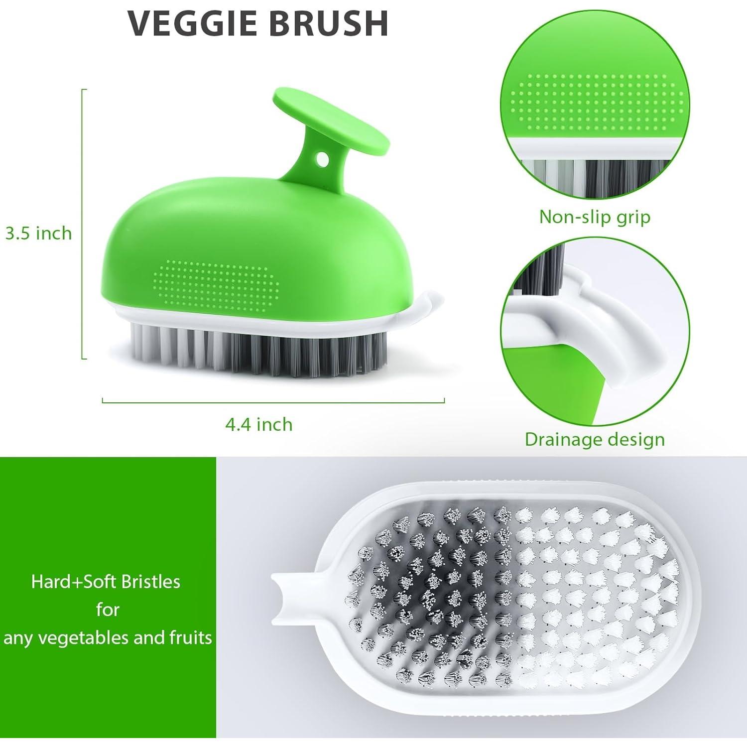 Cepillo de Verduras Lumkew Verde con Cerdas Duras y Suaves