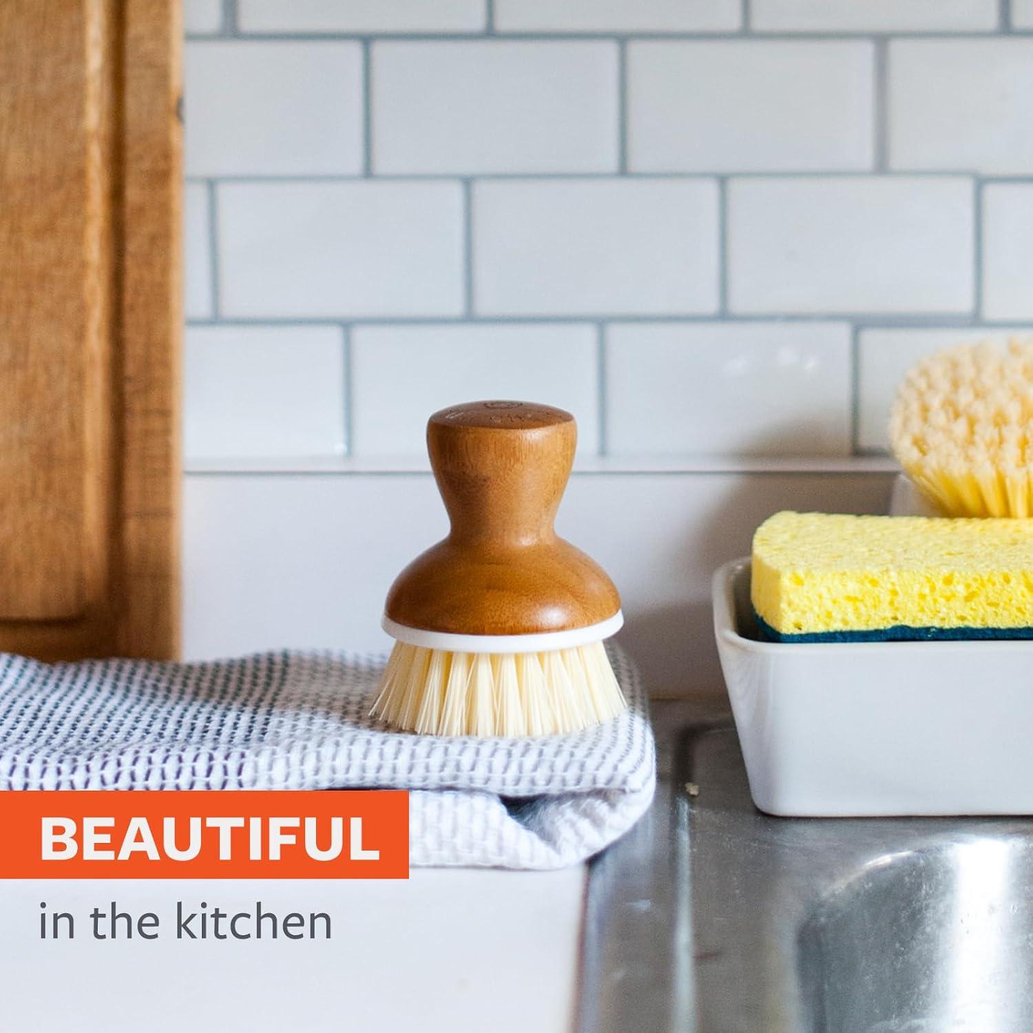 Cepillo de Platos Ergonómico Full Circle de Bambú Blanco