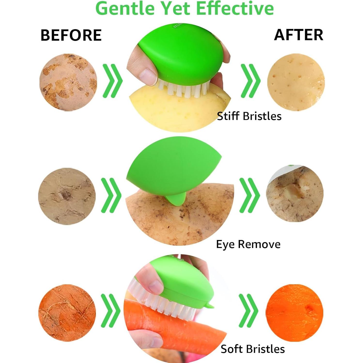 Cepillo de Verduras AISHUJIE 2 Pcs Antideslizante Nylon