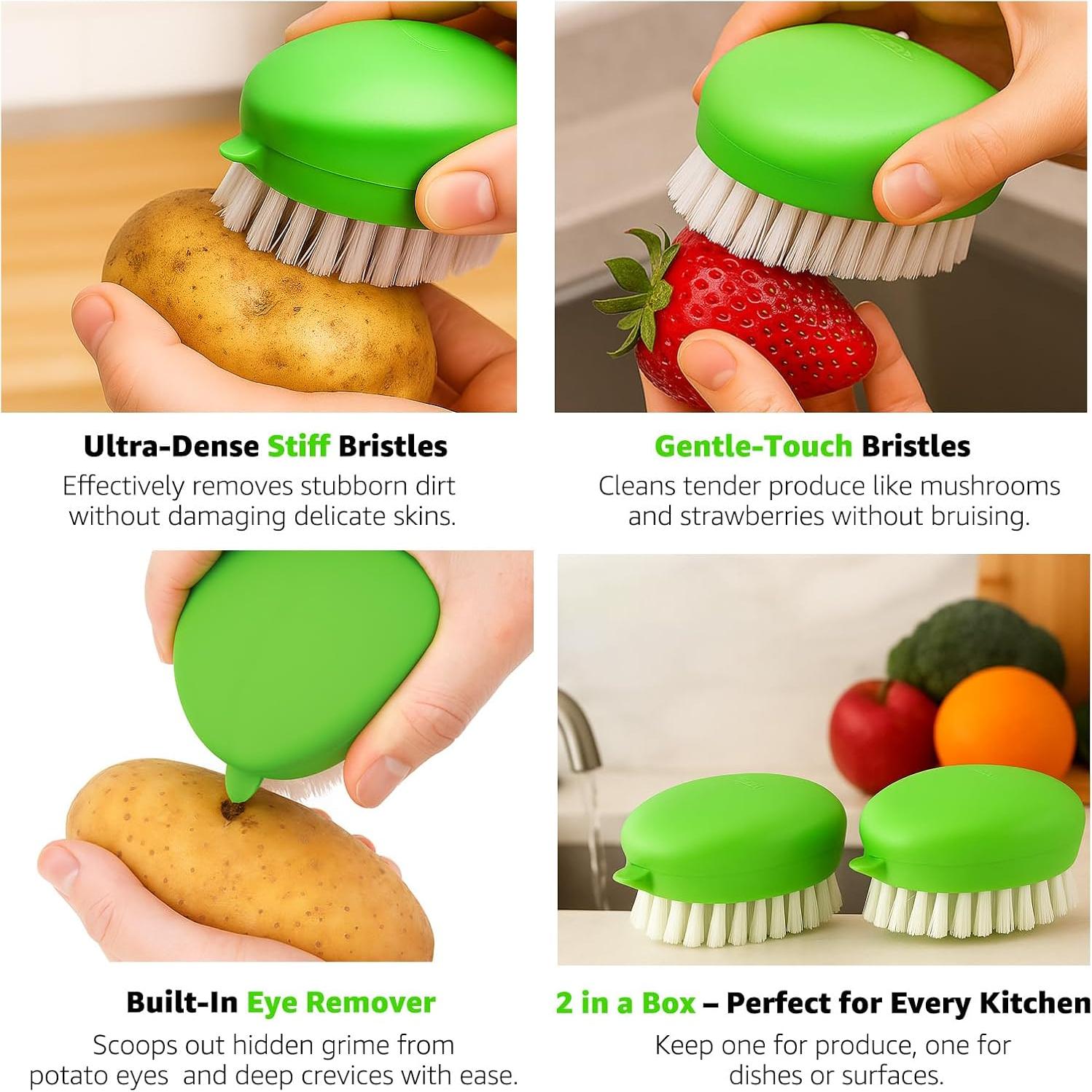 Cepillo de Verduras AISHUJIE 2 Pcs Antideslizante Nylon
