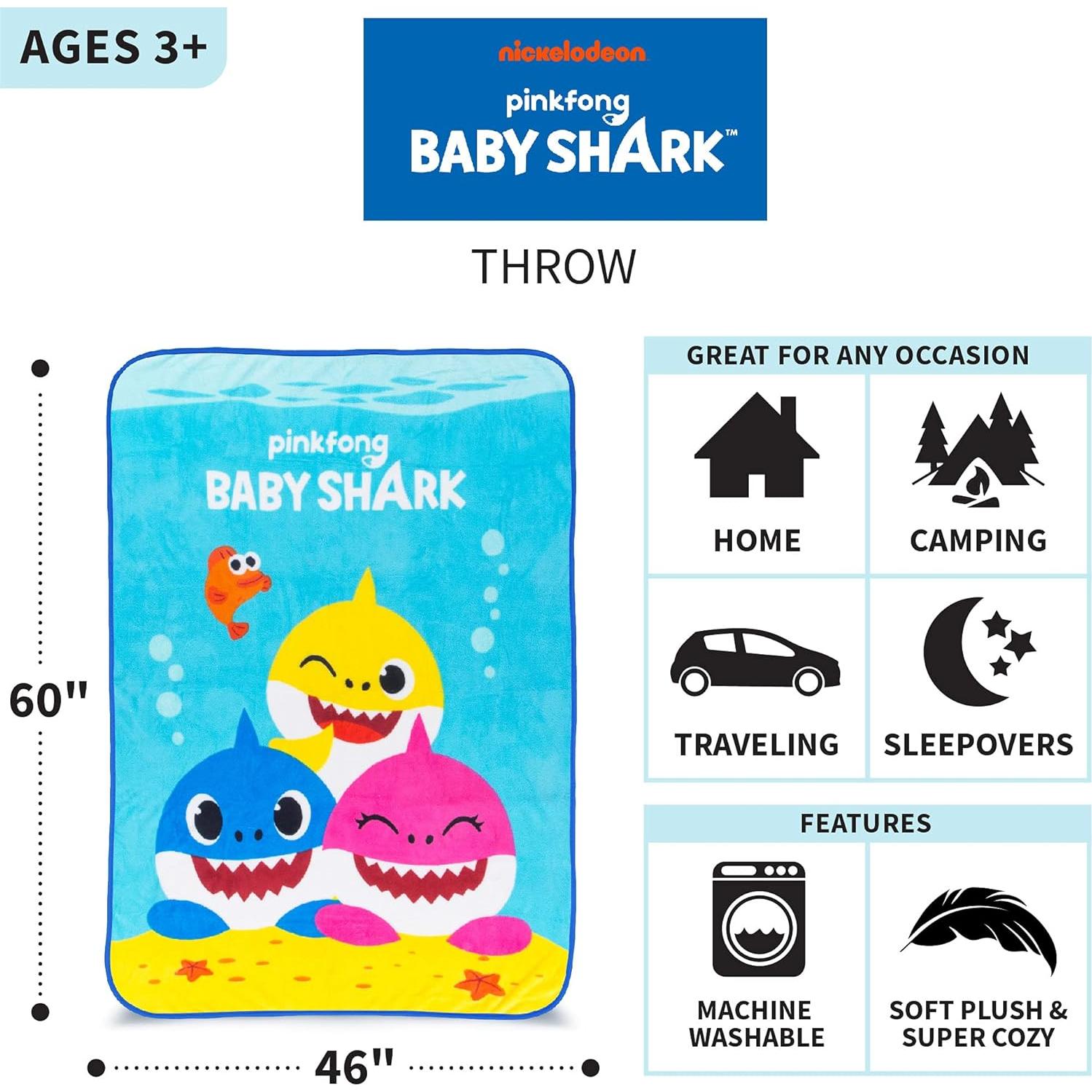 Cobertor Baby Shark Franco 116x152 cm Microfibra Suave