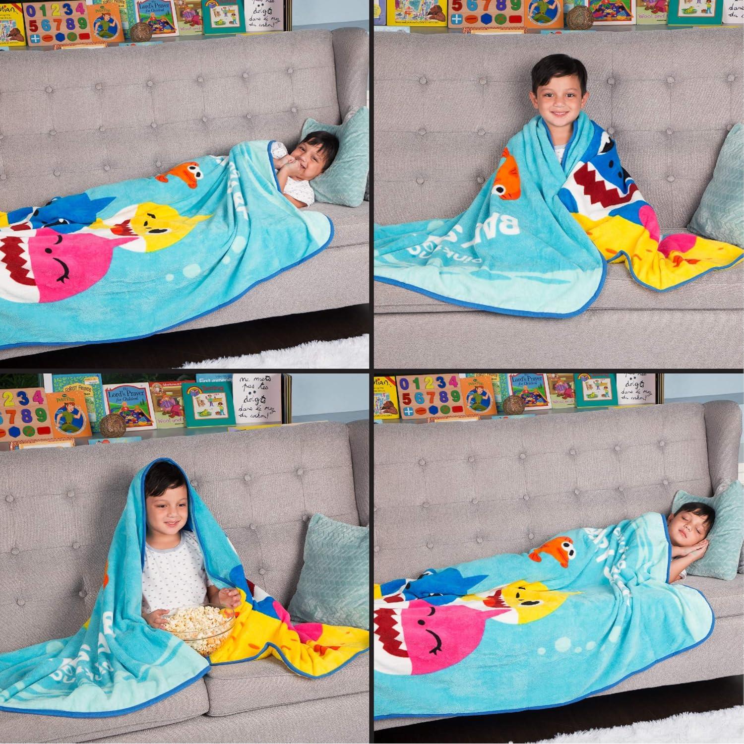 Cobertor Baby Shark Franco 116x152 cm Microfibra Suave