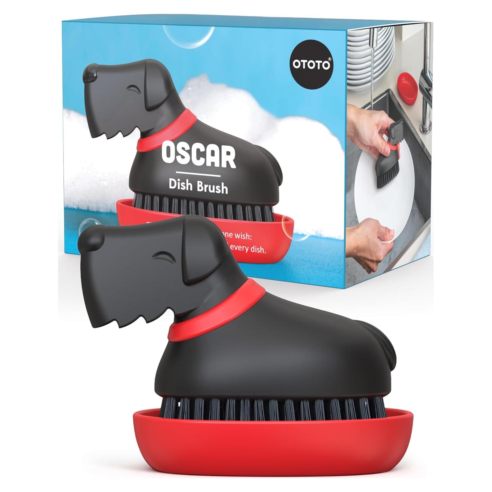 Cepillo para Platos OTOTO Oscar Rojo - 130g, Diseño Divertido