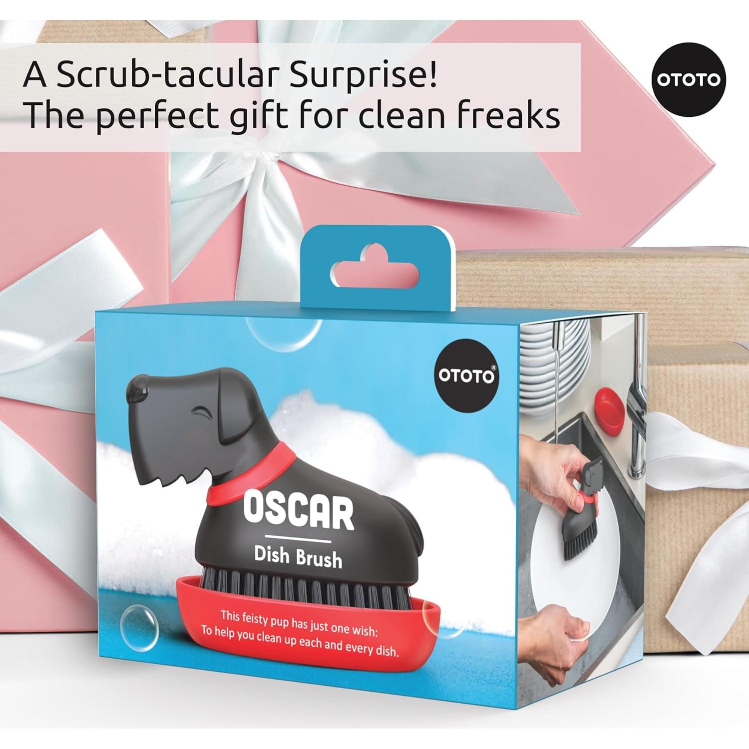 Cepillo para Platos OTOTO Oscar Rojo - 130g, Diseño Divertido