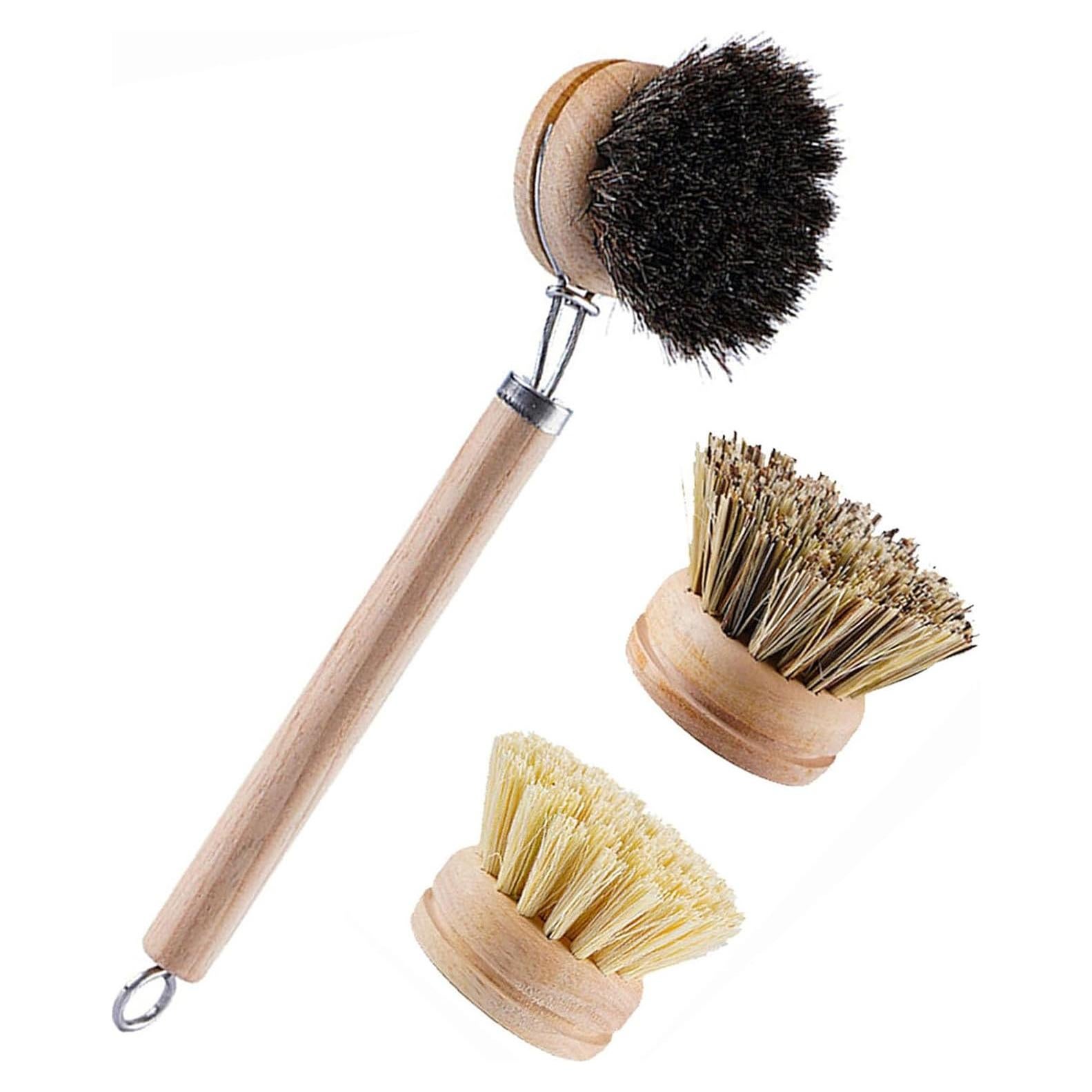 Cepillo de Platos de Bambú SUPRNN con 3 Cabezas Naturales