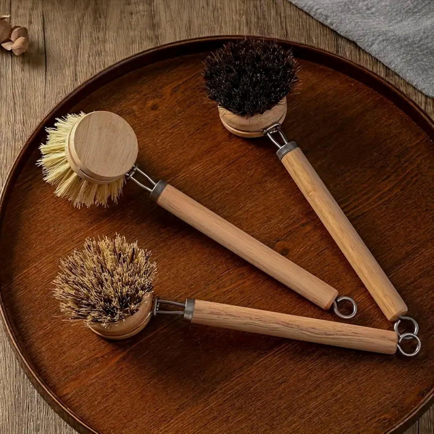 Cepillo de Platos de Bambú SUPRNN con 3 Cabezas Naturales