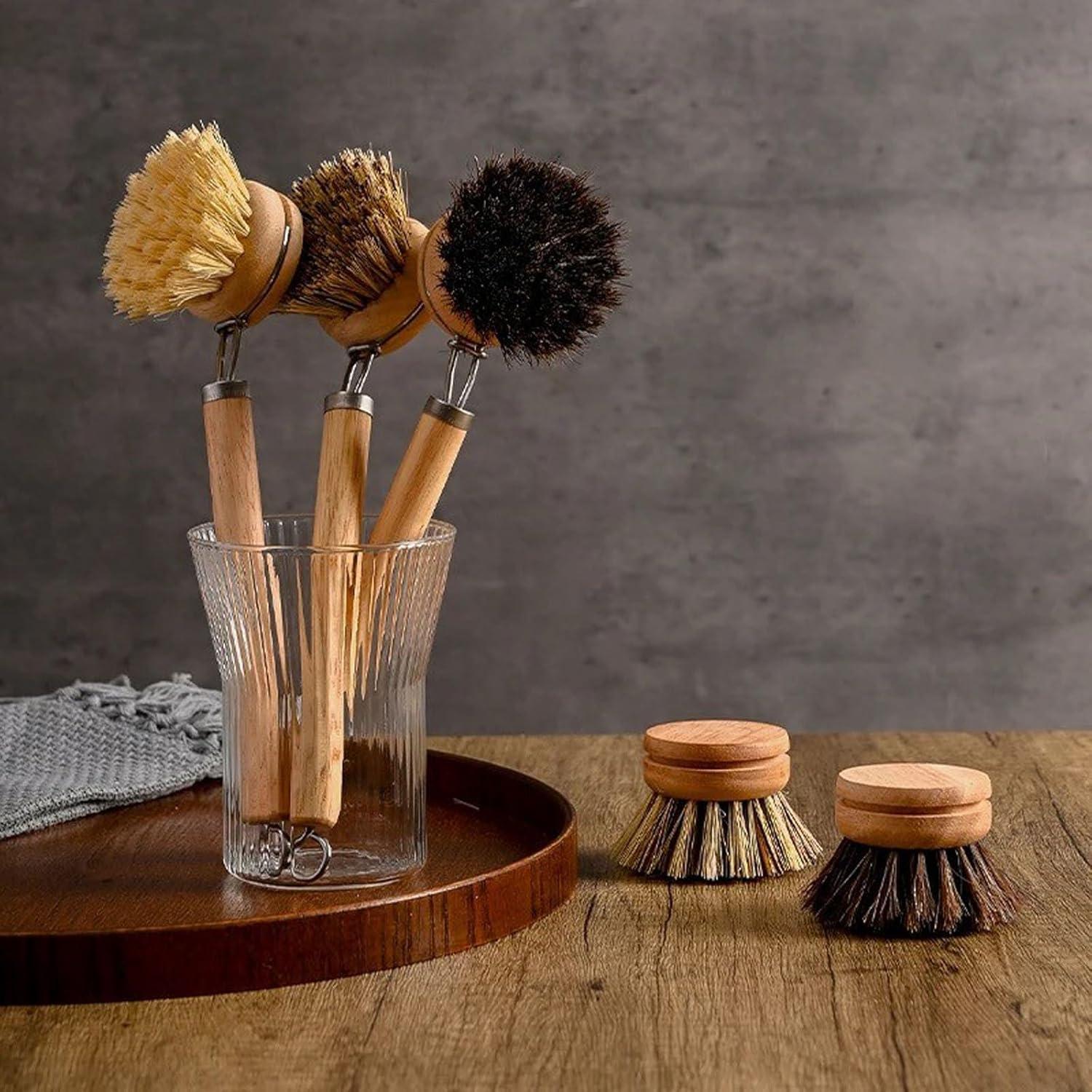 Cepillo de Platos de Bambú SUPRNN con 3 Cabezas Naturales