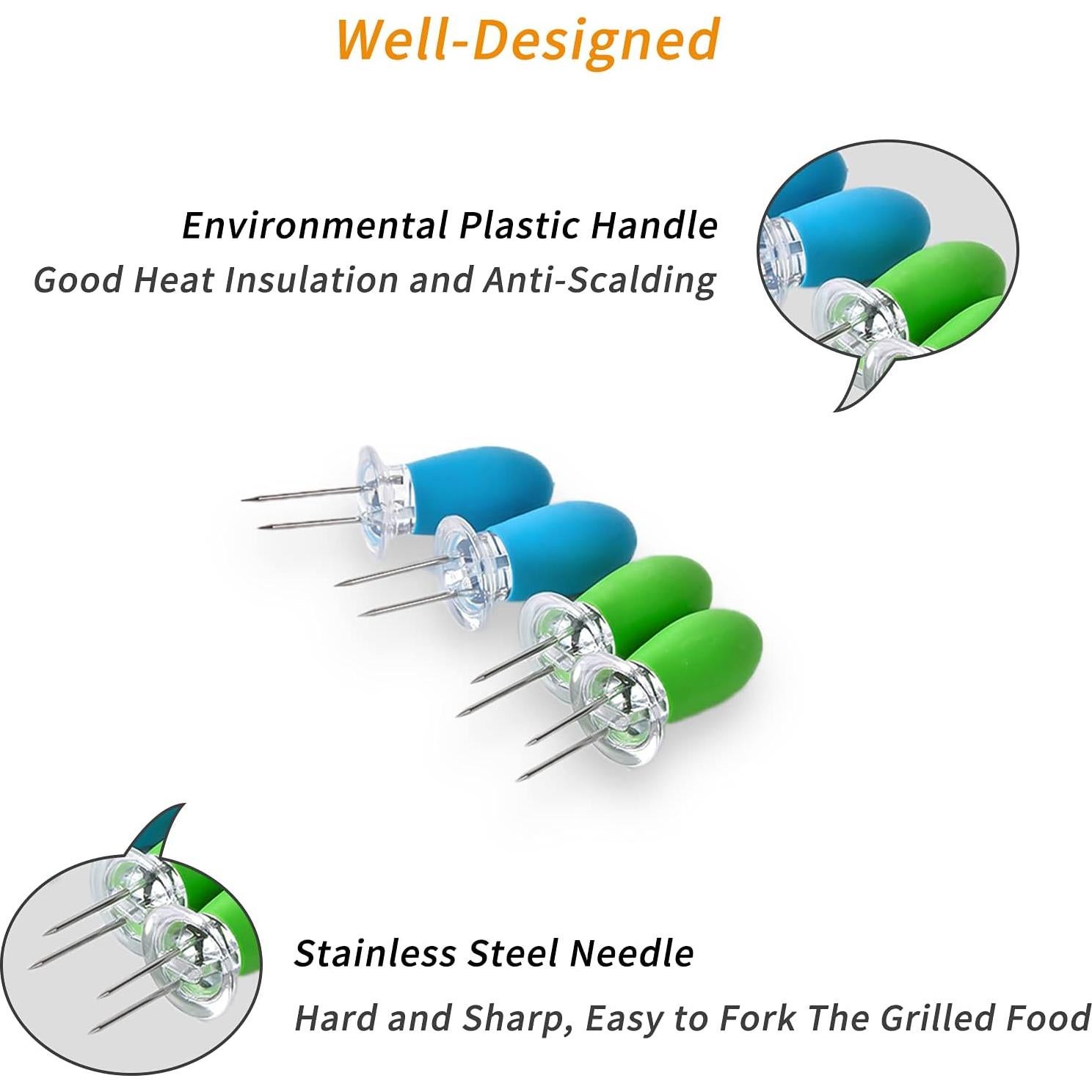 Juego de 8 Tenedores de Maíz de Acero Inoxidable Laochoes
