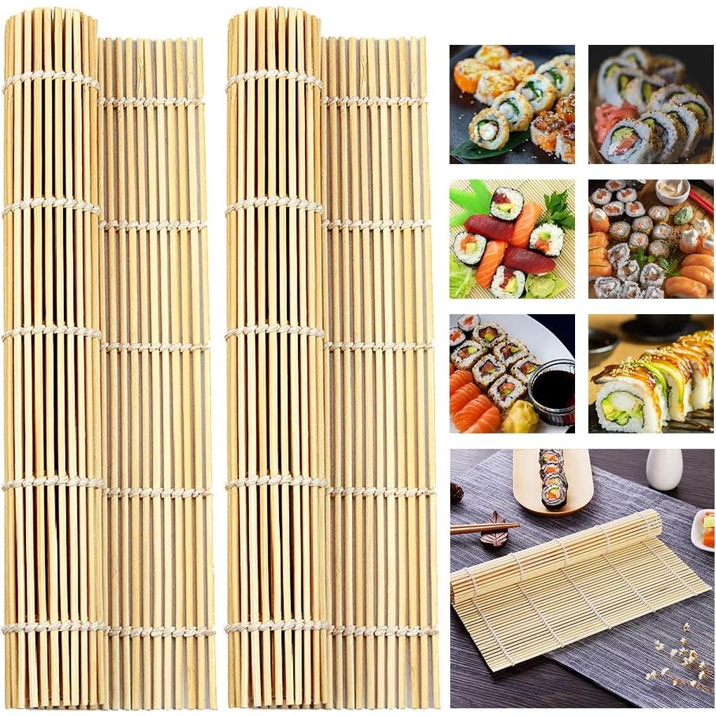 10 Esteras de Sushi de Bambú Natural LEEPHONE 24.6x24.6 cm