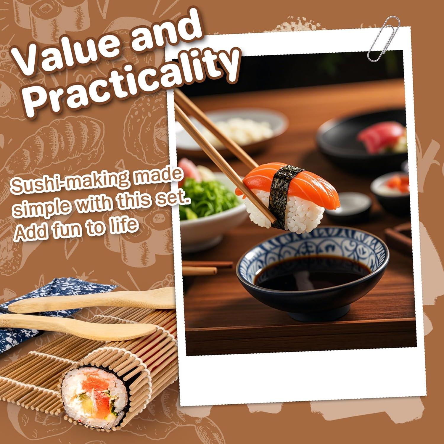 Kit de Hacer Sushi MAQIHAN - 13 Piezas con Esteras de Bambú