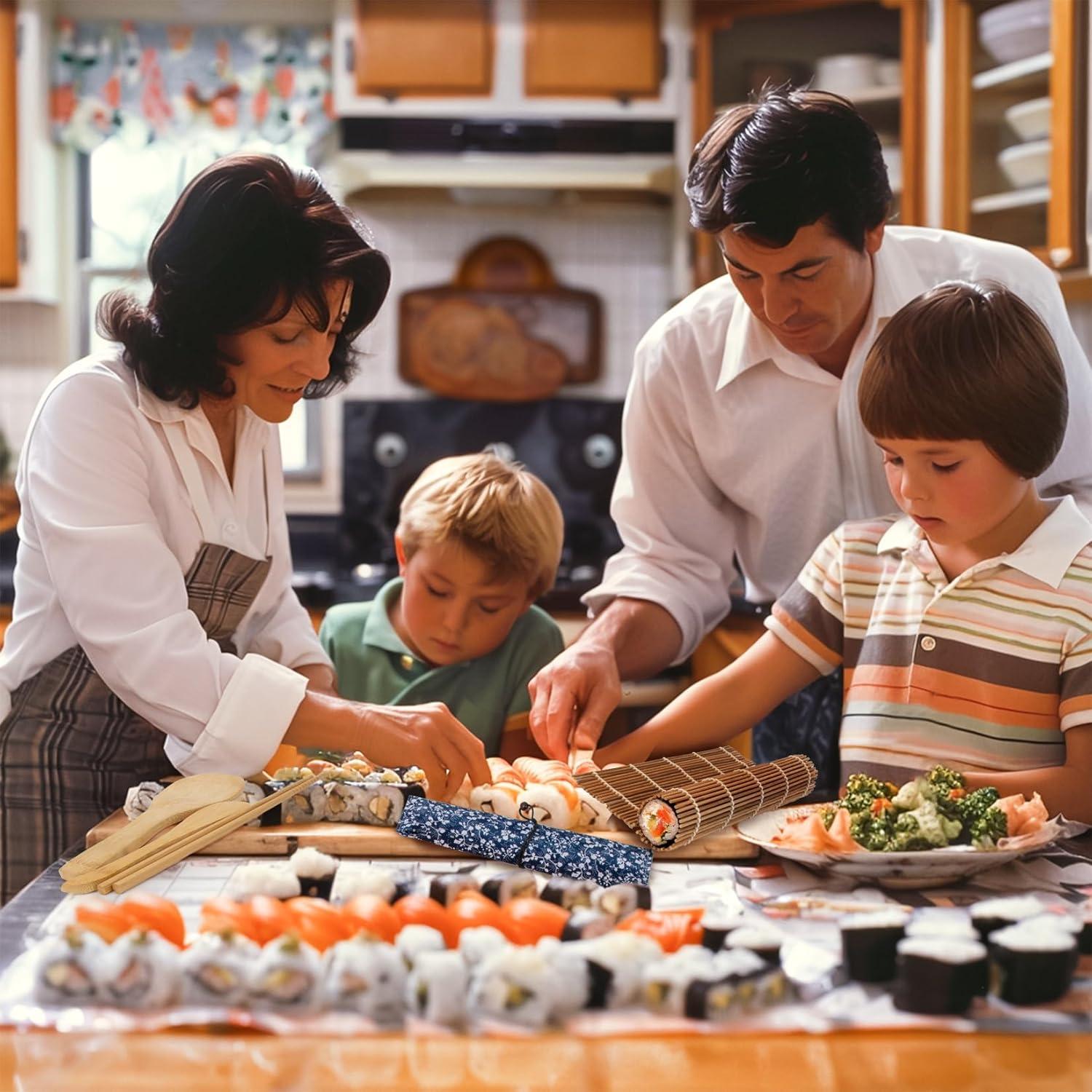 Kit de Hacer Sushi MAQIHAN - 13 Piezas con Esteras de Bambú