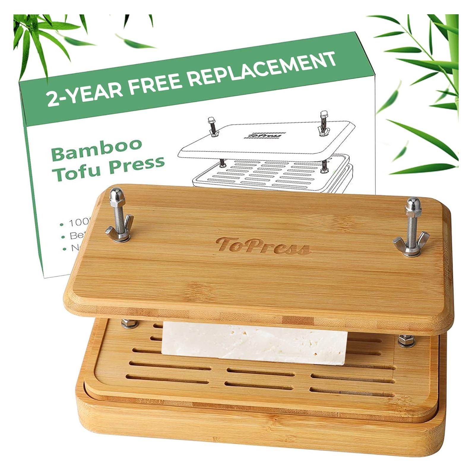 Prensa de Tofu YARKOR de Bambú con Colador y Bandeja 0.45kg