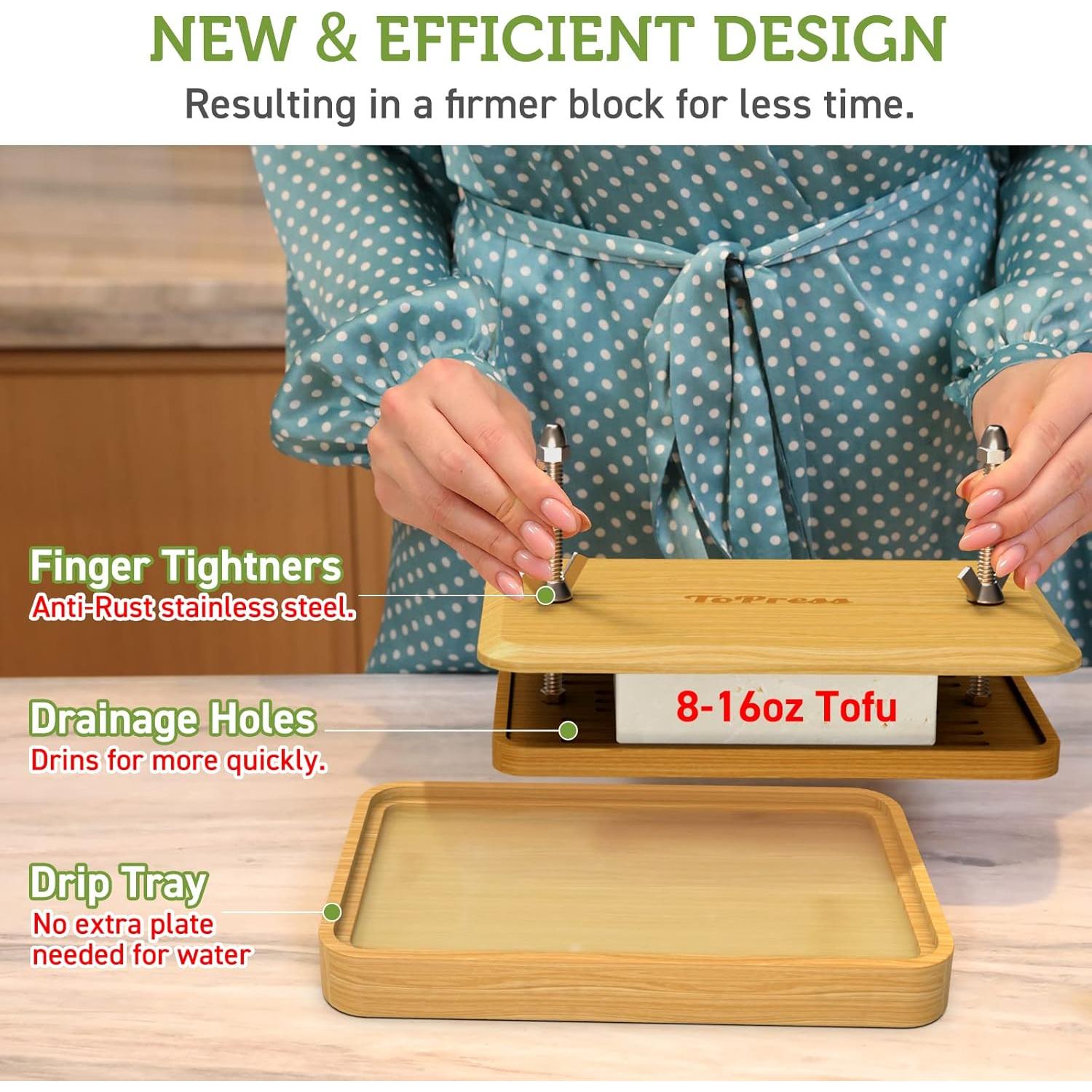 Prensa de Tofu YARKOR de Bambú con Colador y Bandeja 0.45kg