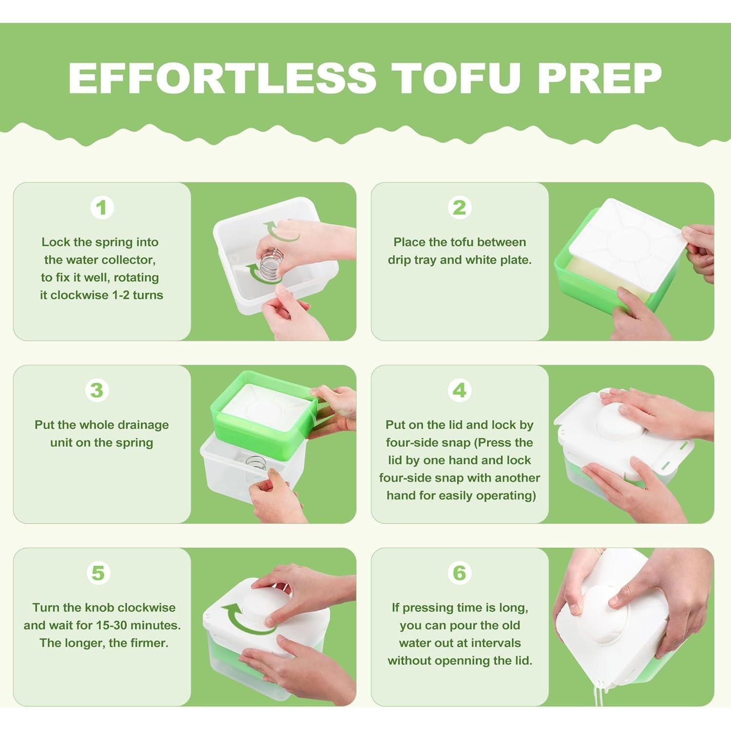 Prensa de Tofu Pavsrmy Grande Ajustable Apta para Lavavajillas