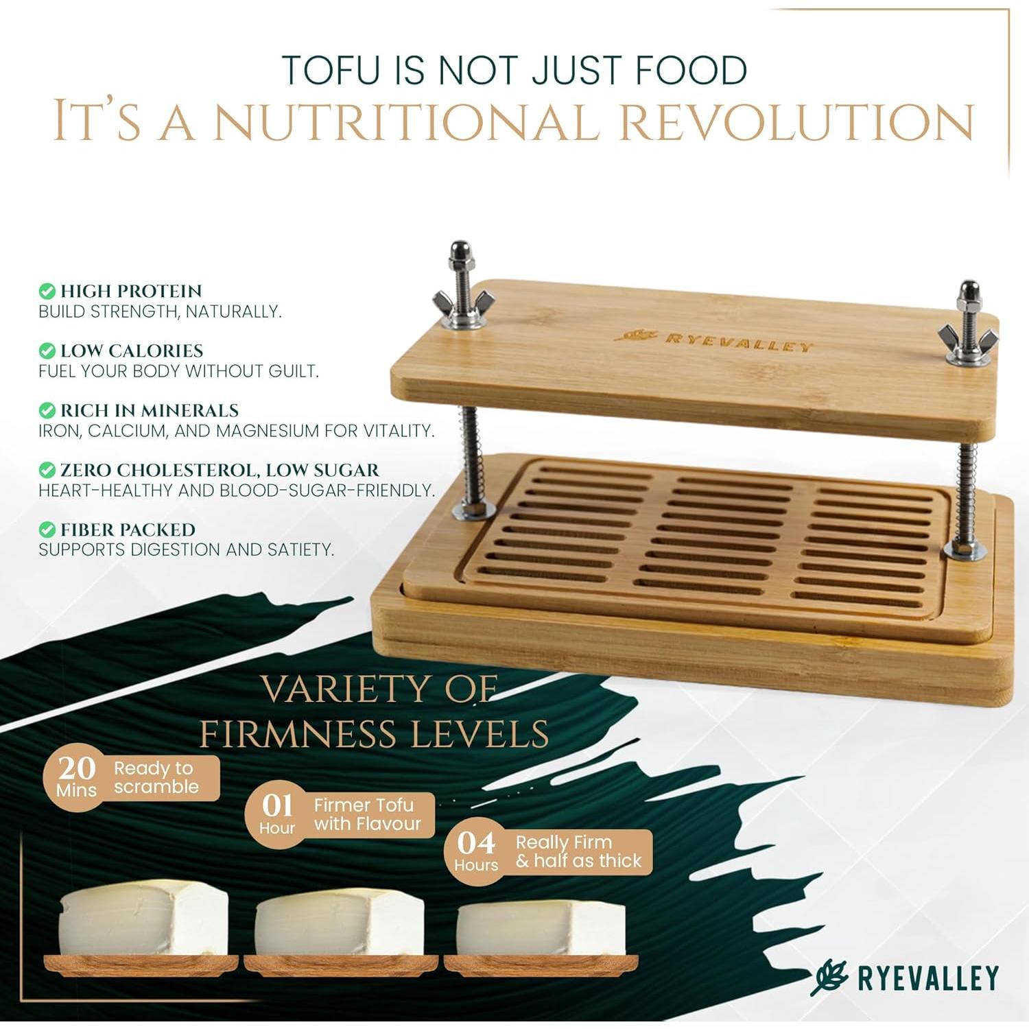 Prensa de Tofu de Bambú Ryevalley - Ecológica y Duradera 25x14 cm