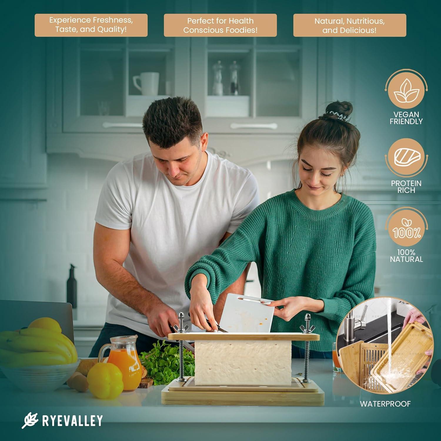 Prensa de Tofu de Bambú Ryevalley - Ecológica y Duradera 25x14 cm