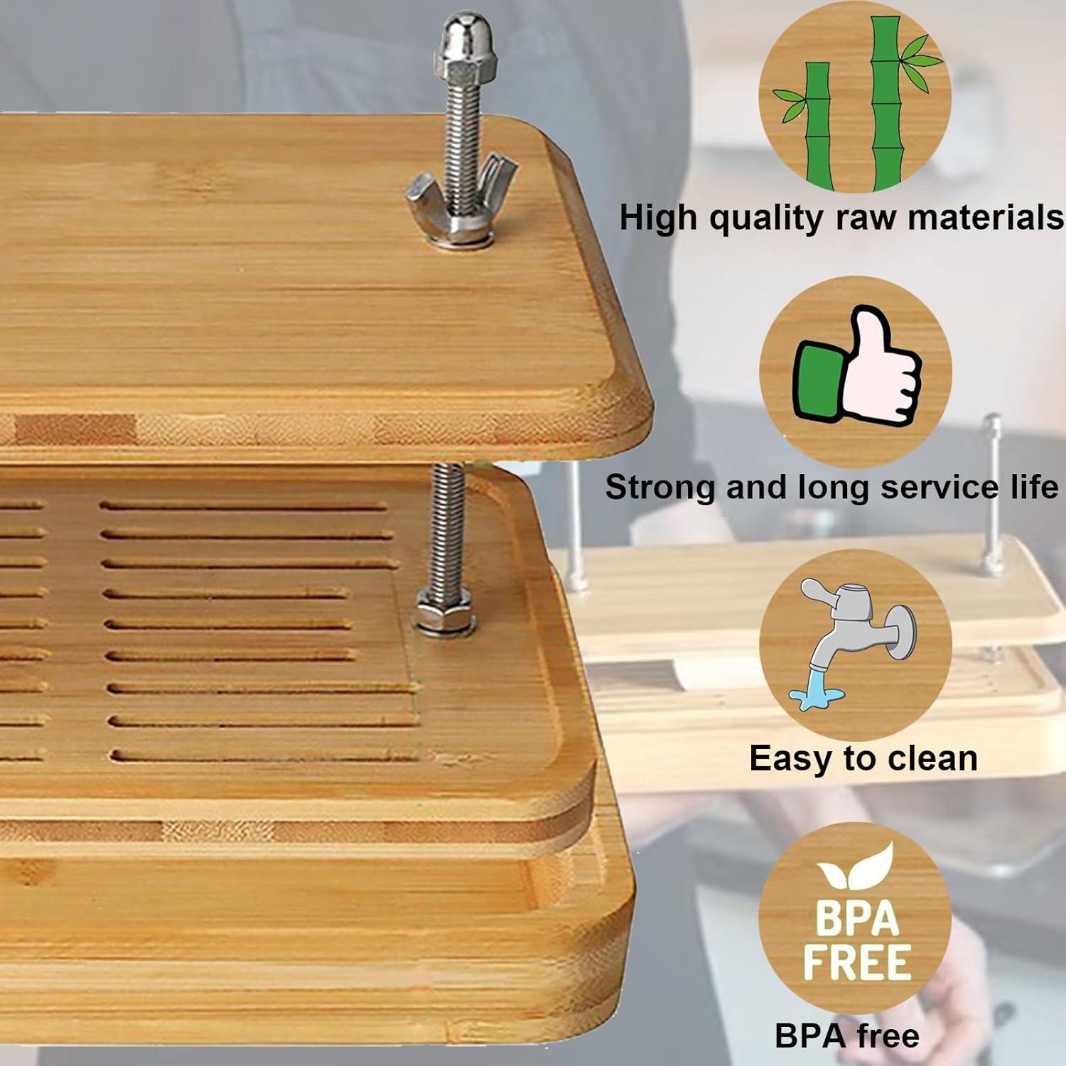 Prensa de Tofu de Bambú Glowgath Grande con Colador y Bandeja