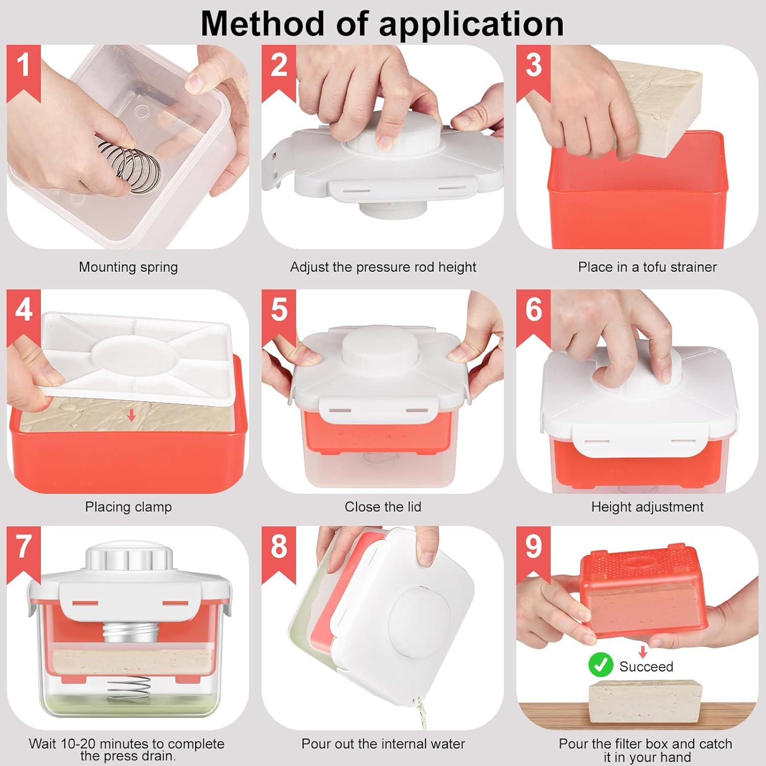 Prensa de Tofu Muimnvi Roja, Acero Inoxidable, 385g